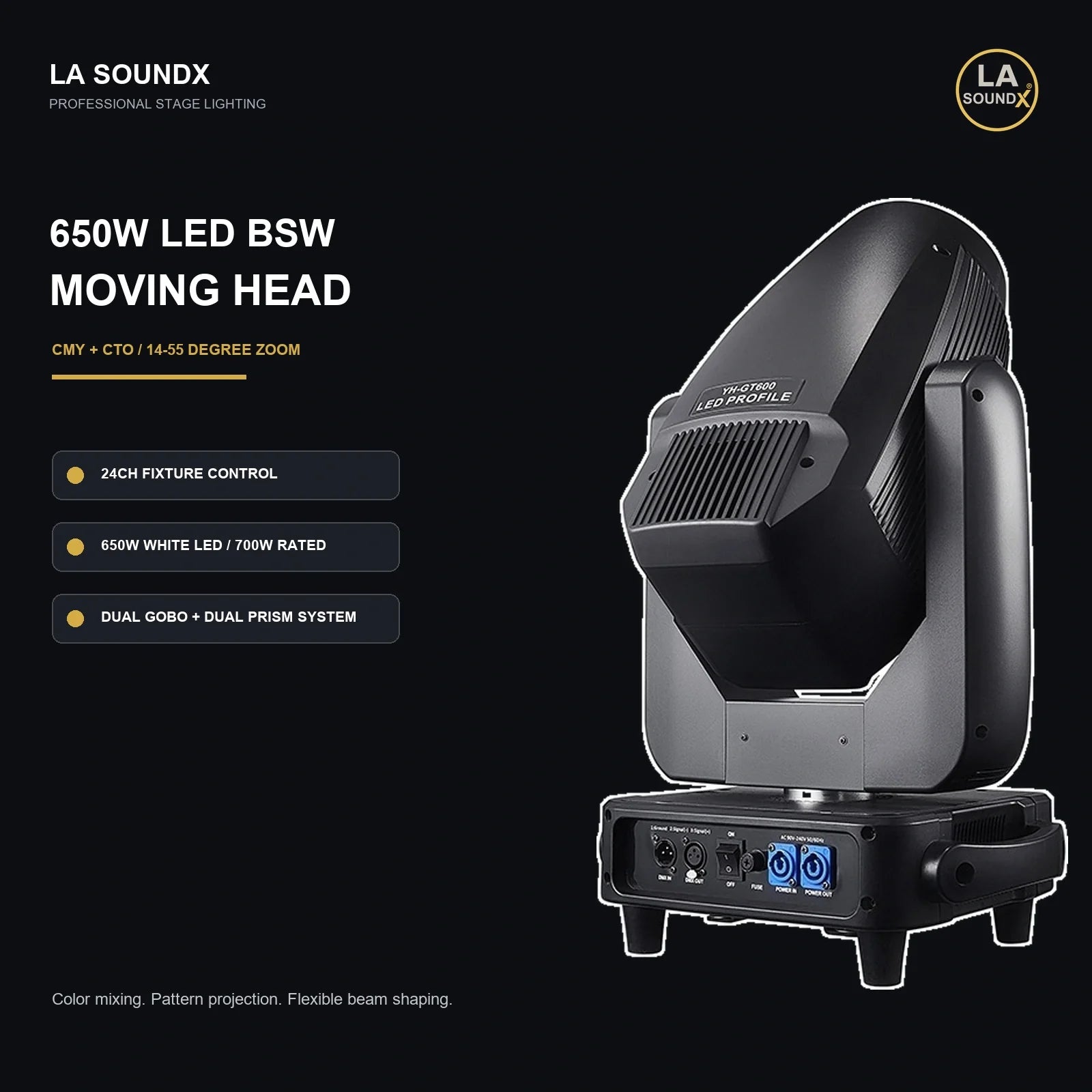 LA SOUNDX 650W LED BSW Moving Head with CMY + CTO product image 02 delivery 017
