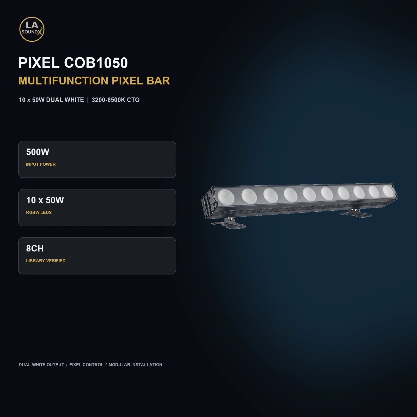 LA SOUNDX PIXEL COB1050 10 x 50W Dual-White Multifunction Pixel Bar product image 02 delivery 104