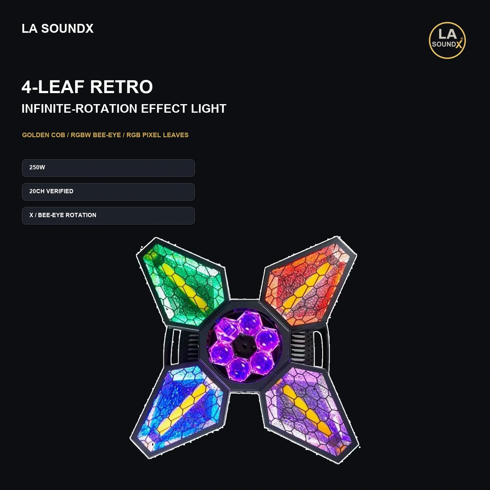 LA SOUNDX 4-leaf infinite-rotation bee-eye retro effect light product image 02 delivery 043