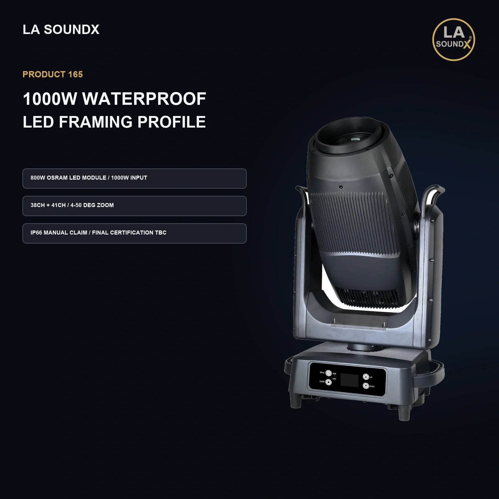 LA SOUNDX 1000W IP66 LED Framing Profile Moving Head product image 02 delivery 165