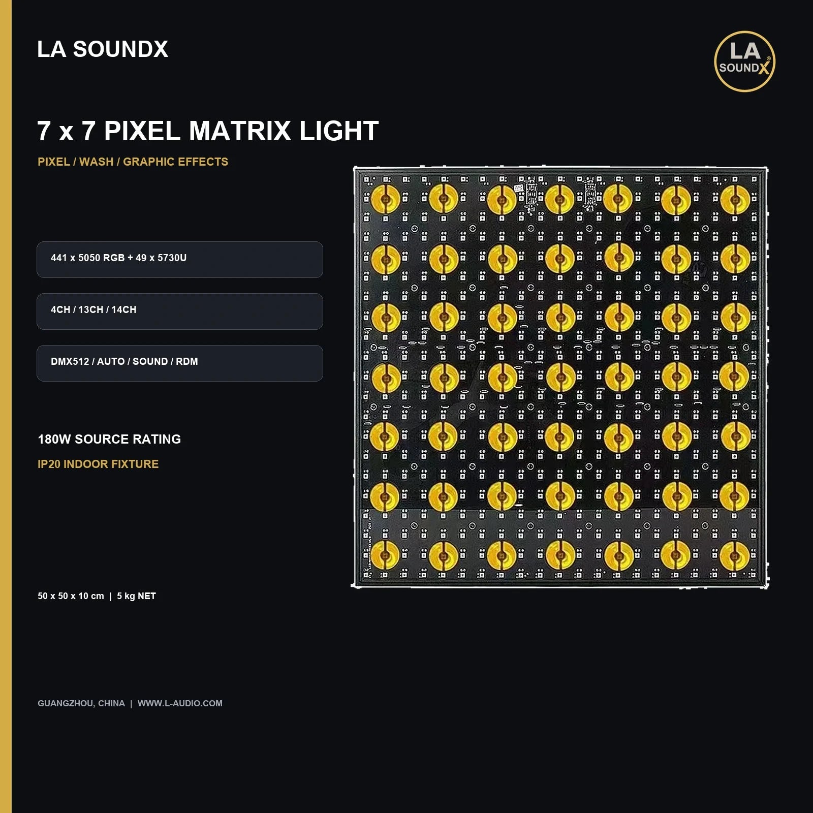 LA SOUNDX 7 x 7 Pixel Matrix Light product image 02 delivery 055