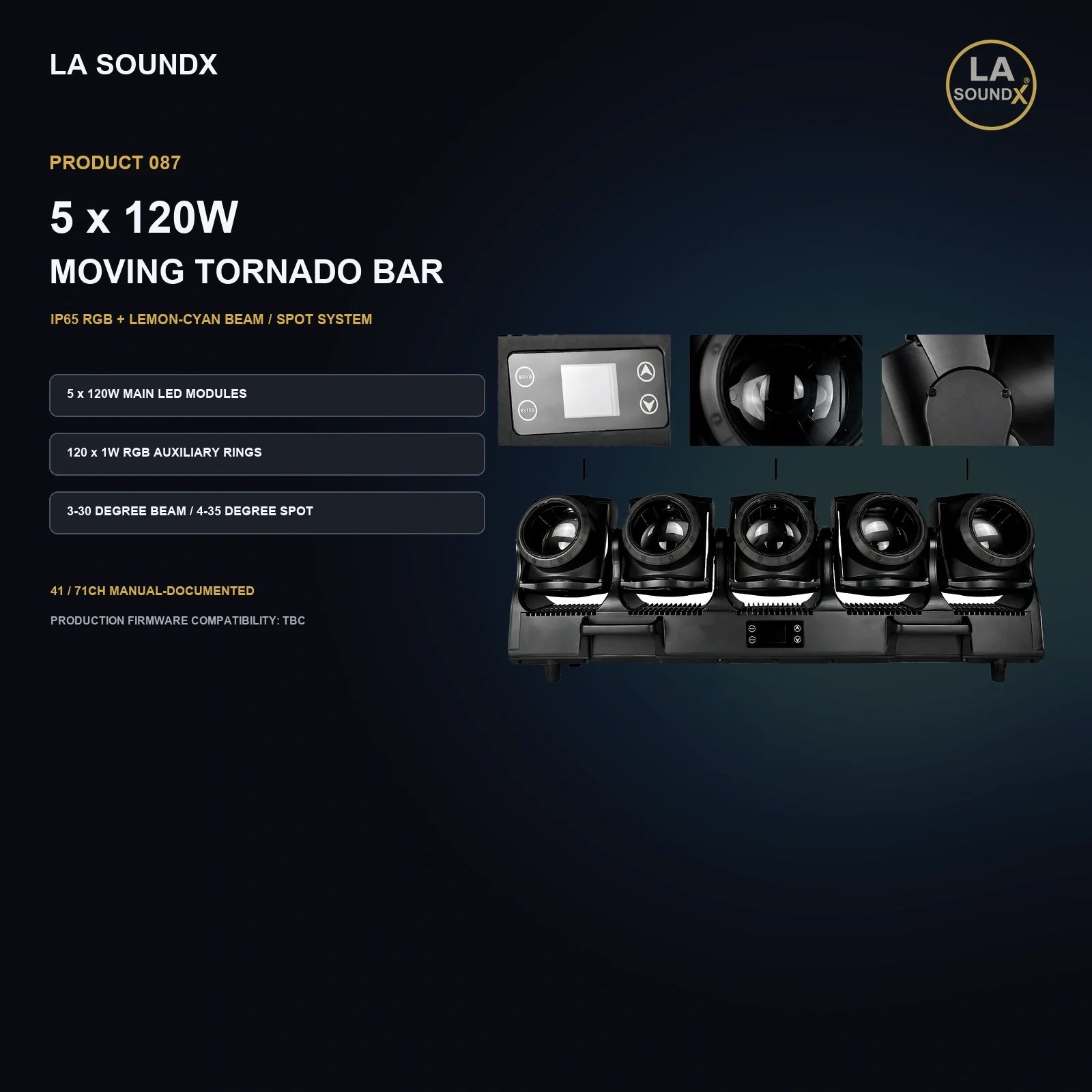 LA SOUNDX 5 x 120W IP65 Moving Tornado Bar product image 02 delivery 087