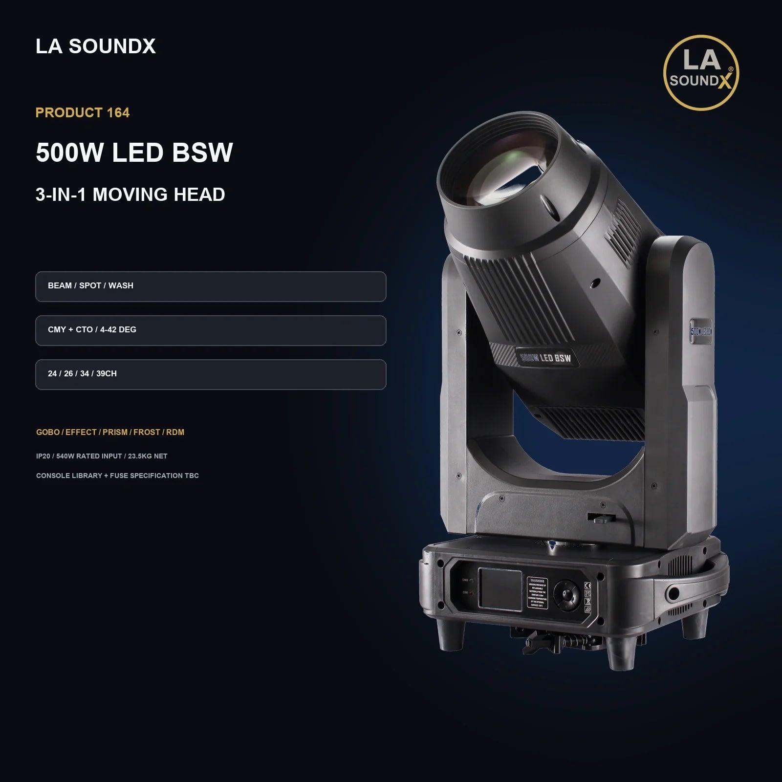 LA SOUNDX 500W LED BSW 3 in 1 Moving Head product image 02 delivery 164
