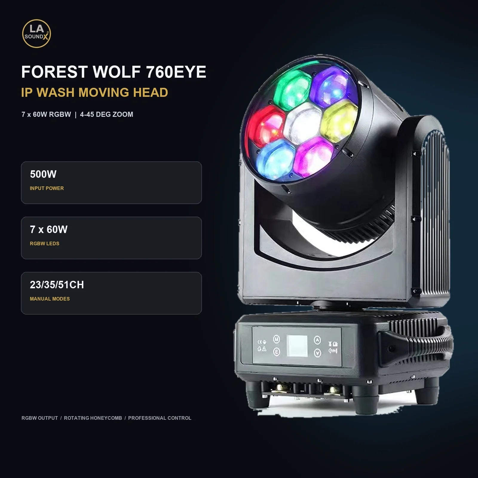 LA SOUNDX Forest Wolf 760EYE IP Wash Moving Head product image 02 delivery 102