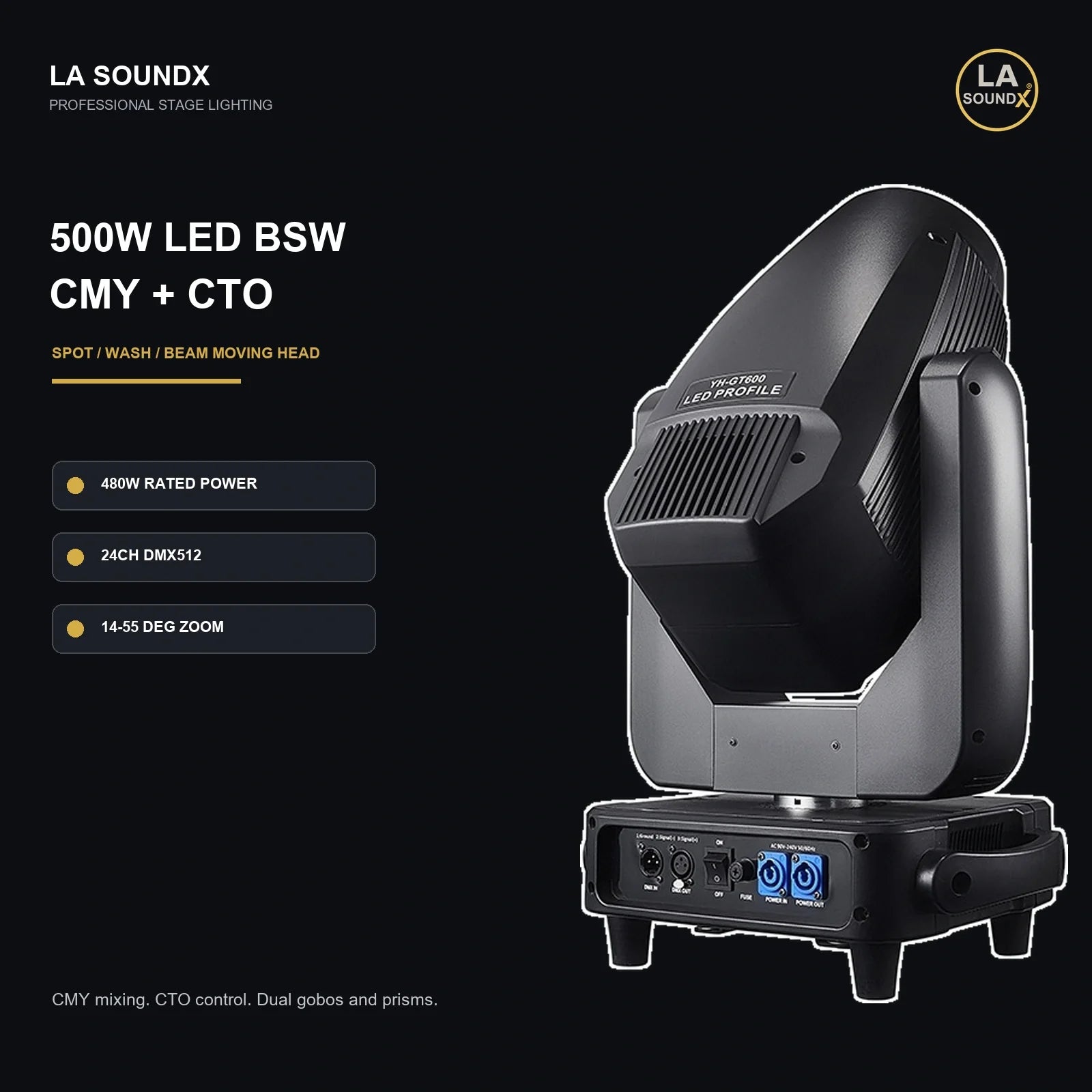 LA SOUNDX 500W LED BSW Moving Head with CMY + CTO product image 02 delivery 018