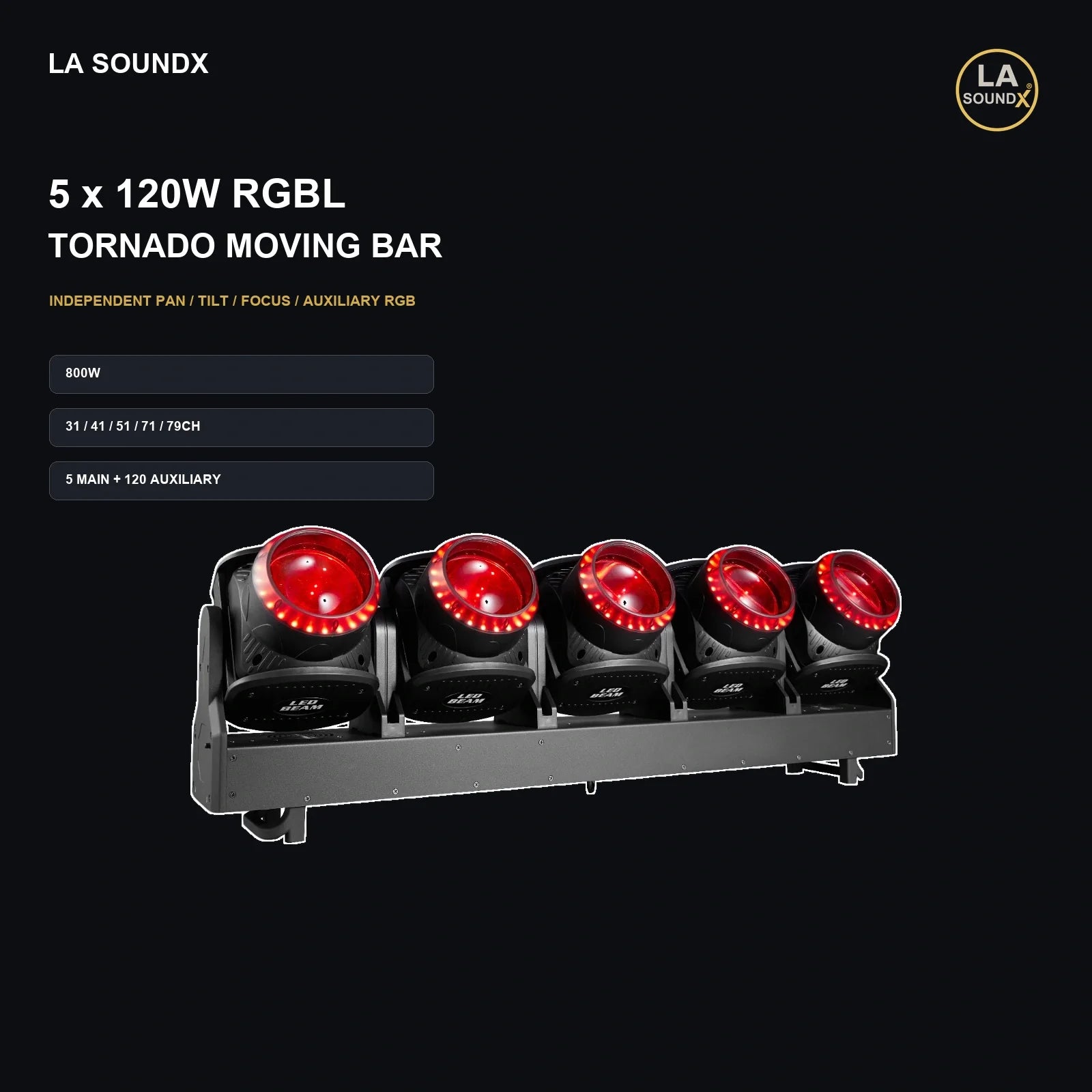 LA SOUNDX 5 x 120W RGBL Tornado Moving Bar - Standard Edition product image 02 delivery 035