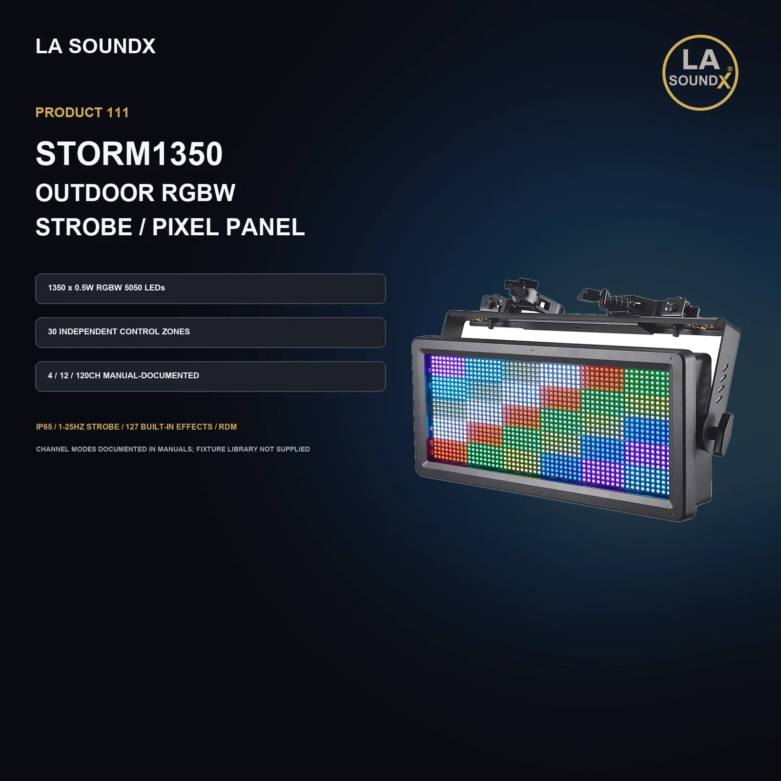 LA SOUNDX STORM1350 IP65 RGBW Outdoor Strobe / Pixel Panel product image 02 delivery 111
