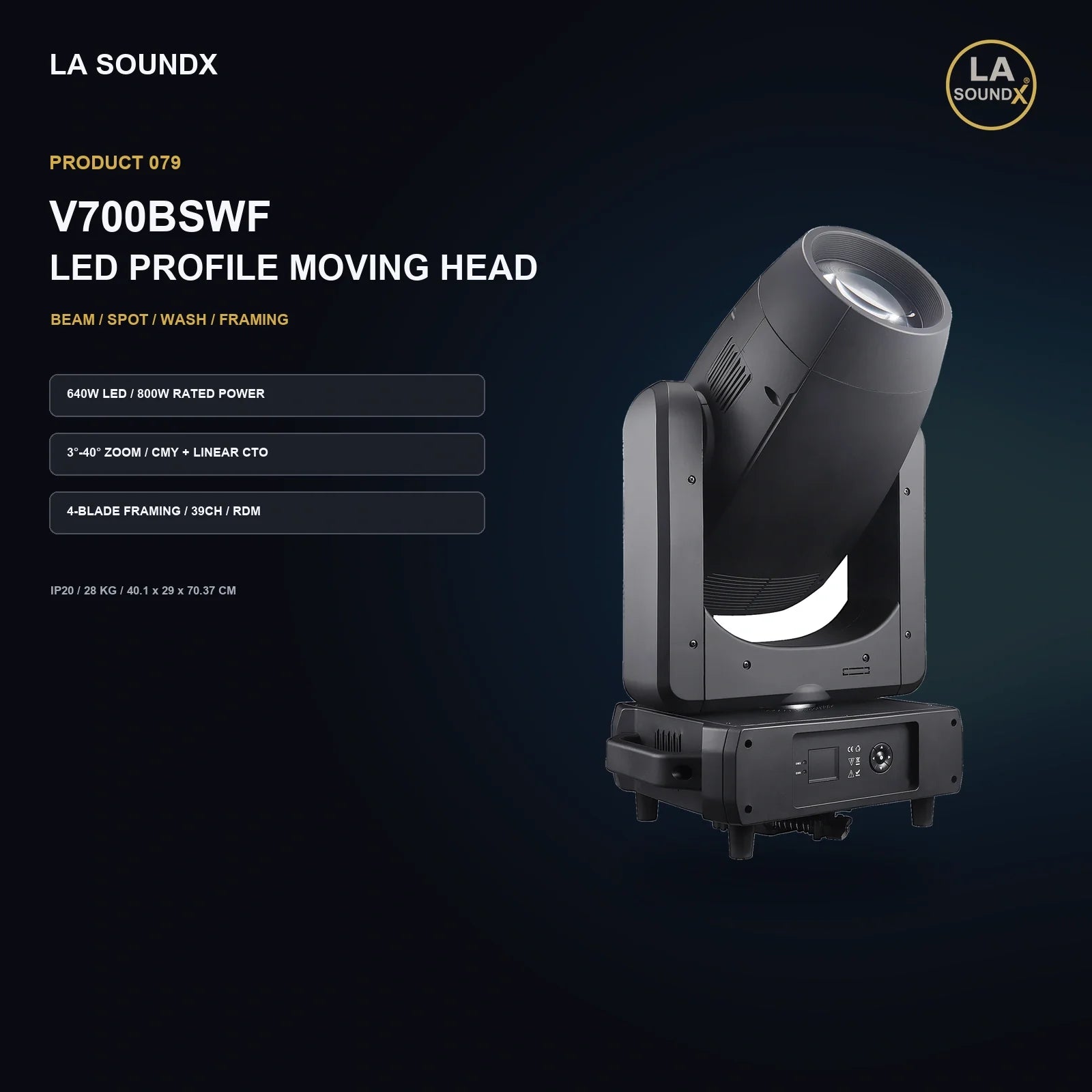 LA SOUNDX V700BSWF 640W LED Profile Moving Head product image 02 delivery 079