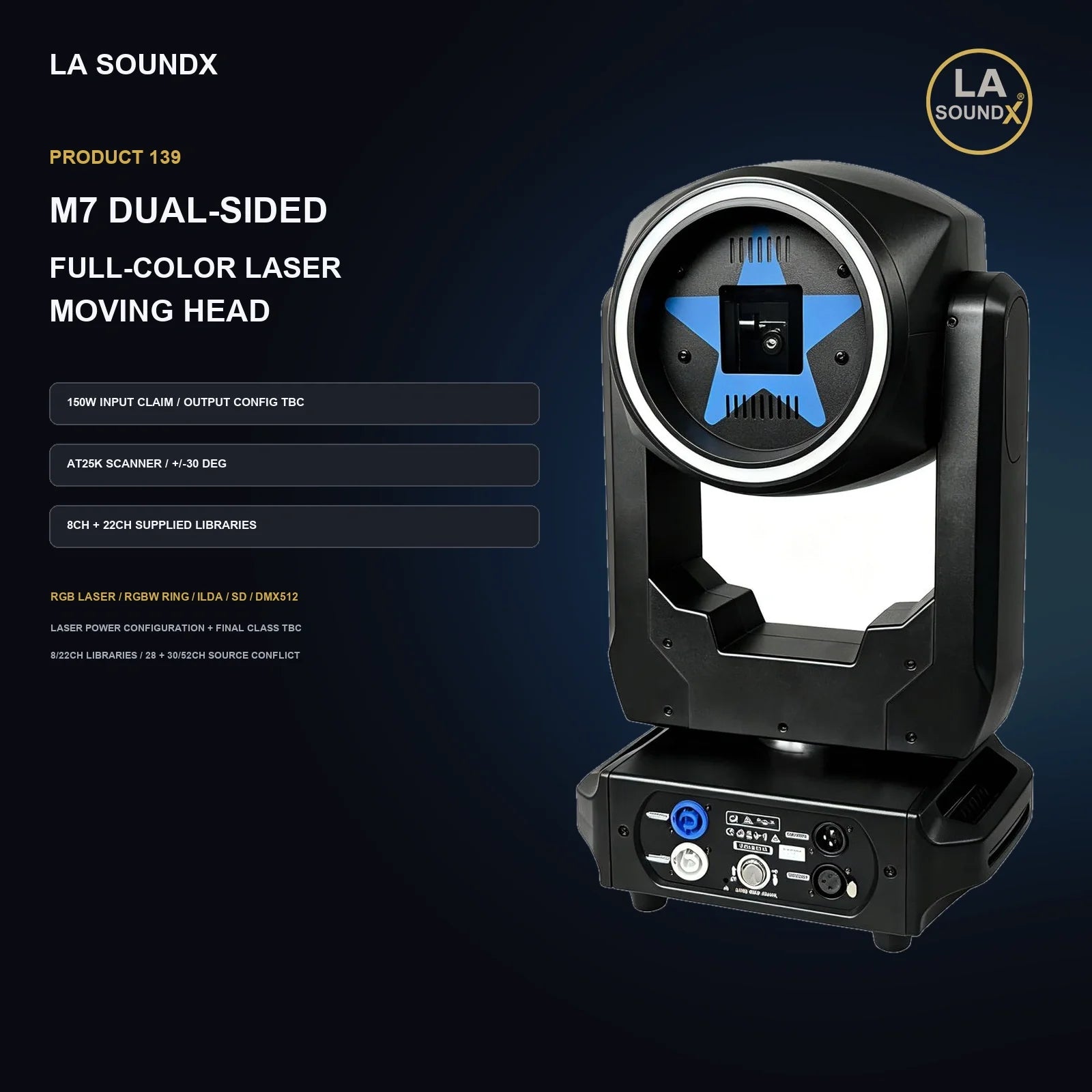 LA SOUNDX M7 Dual Sided Full Color Moving Head Laser product image 02 delivery 139