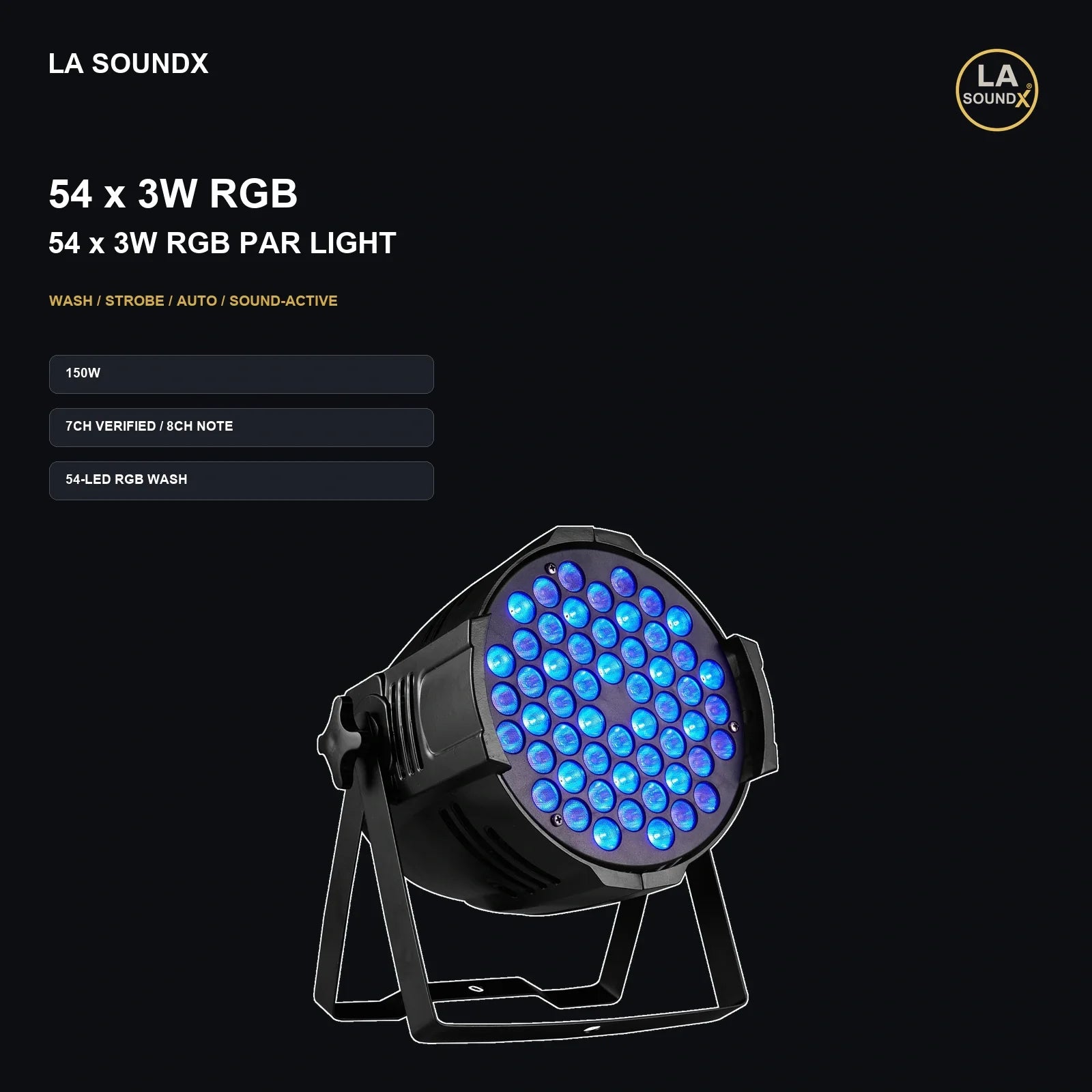 LA SOUNDX 54 x 3W RGB LED Par Wash Light - Classic Edition product image 02 delivery 050