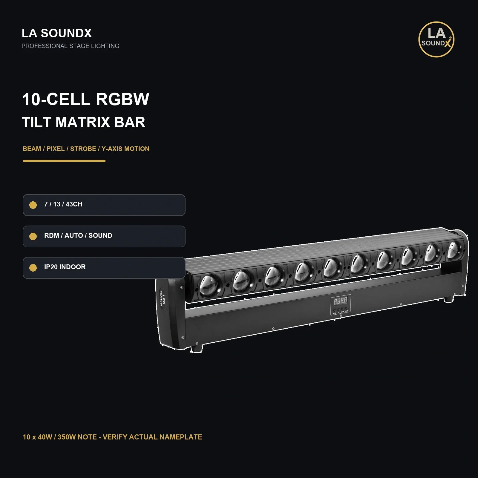 LA SOUNDX 10-cell RGBW tilt matrix bar product image 02 delivery 028