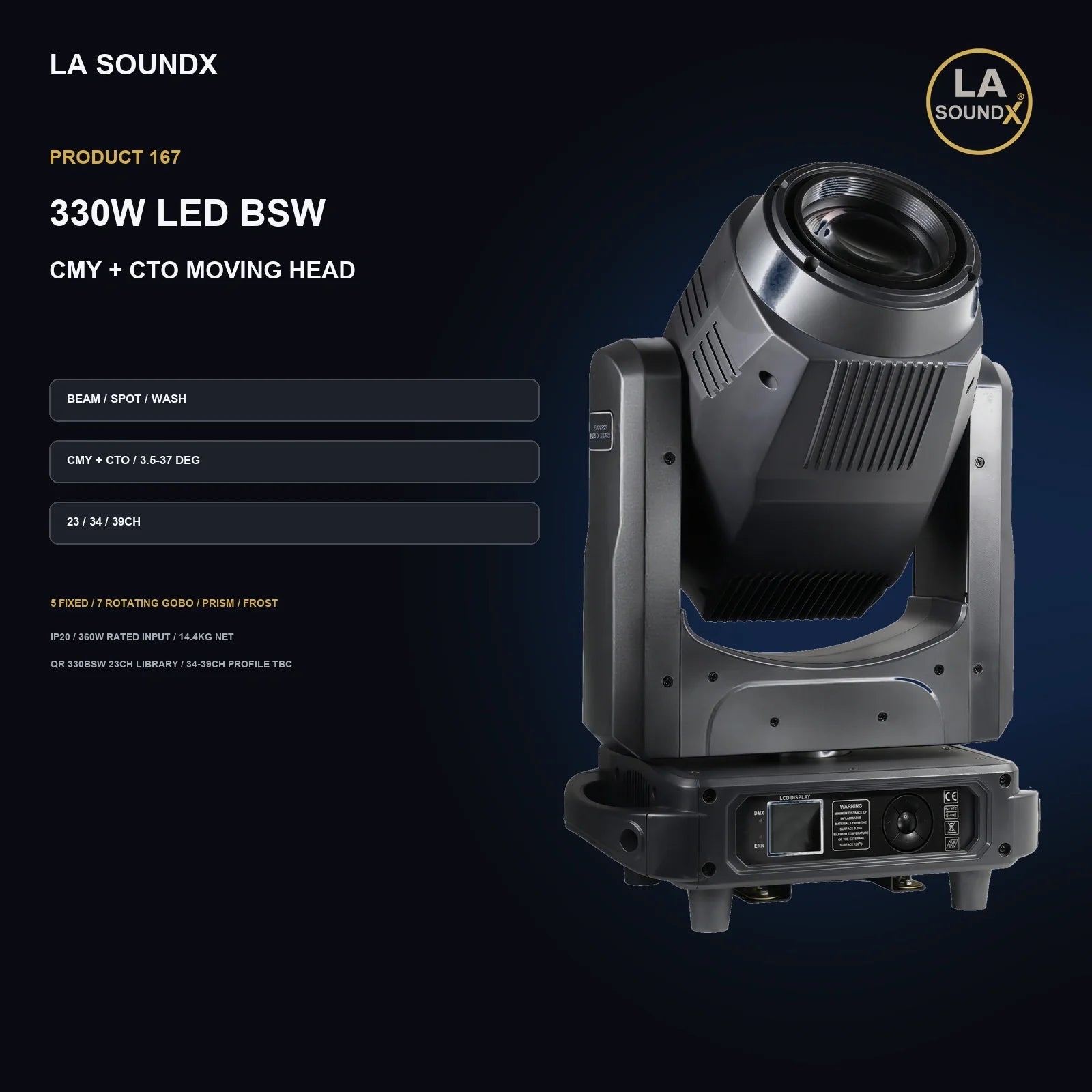 LA SOUNDX 330W LED BSW 3 in 1 Moving Head product image 02 delivery 167