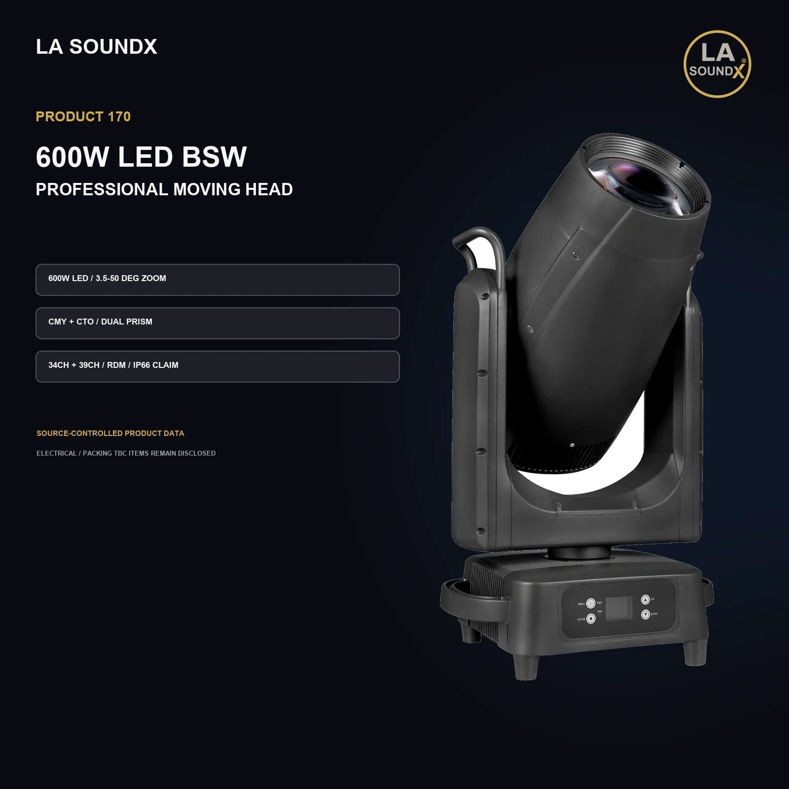 LA SOUNDX 600W LED Waterproof BSW 3 in 1 Moving Head product image 02 delivery 170
