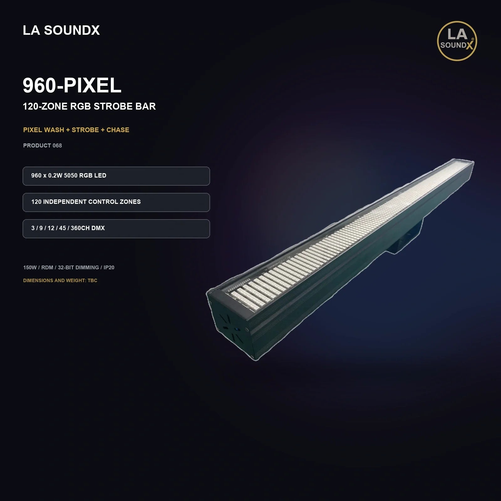 LA SOUNDX 960-pixel 120-zone RGB strobe bar product image 02 delivery 068