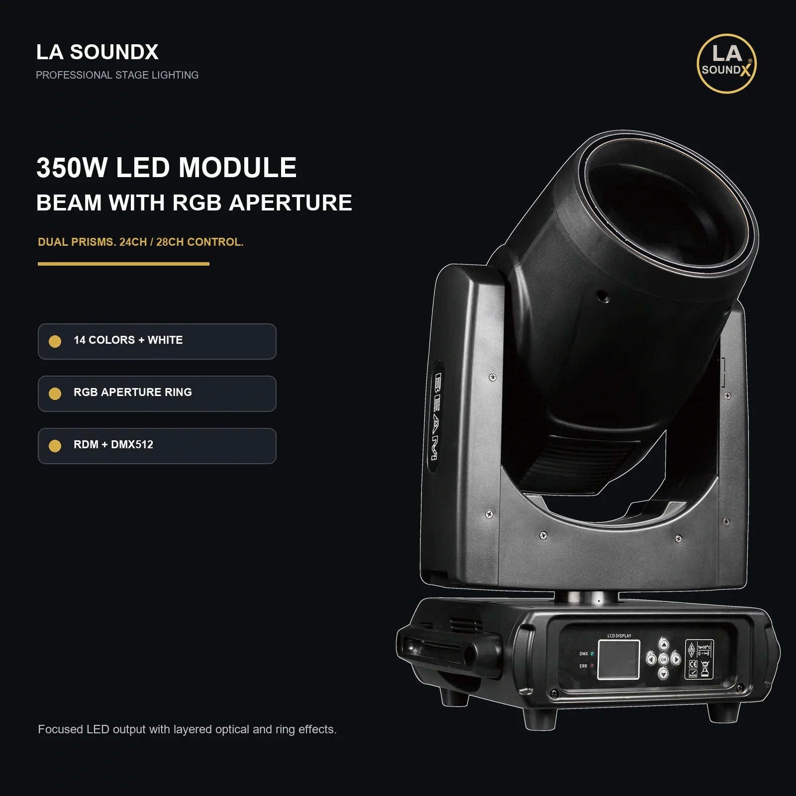 LA SOUNDX LED300W Module Beam Moving Head with RGB Aperture product image 02 delivery 013