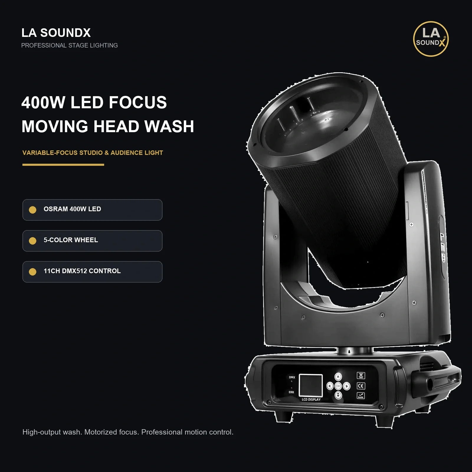 LA SOUNDX 400W LED Focus Moving Head Wash Light product image 02 delivery 012