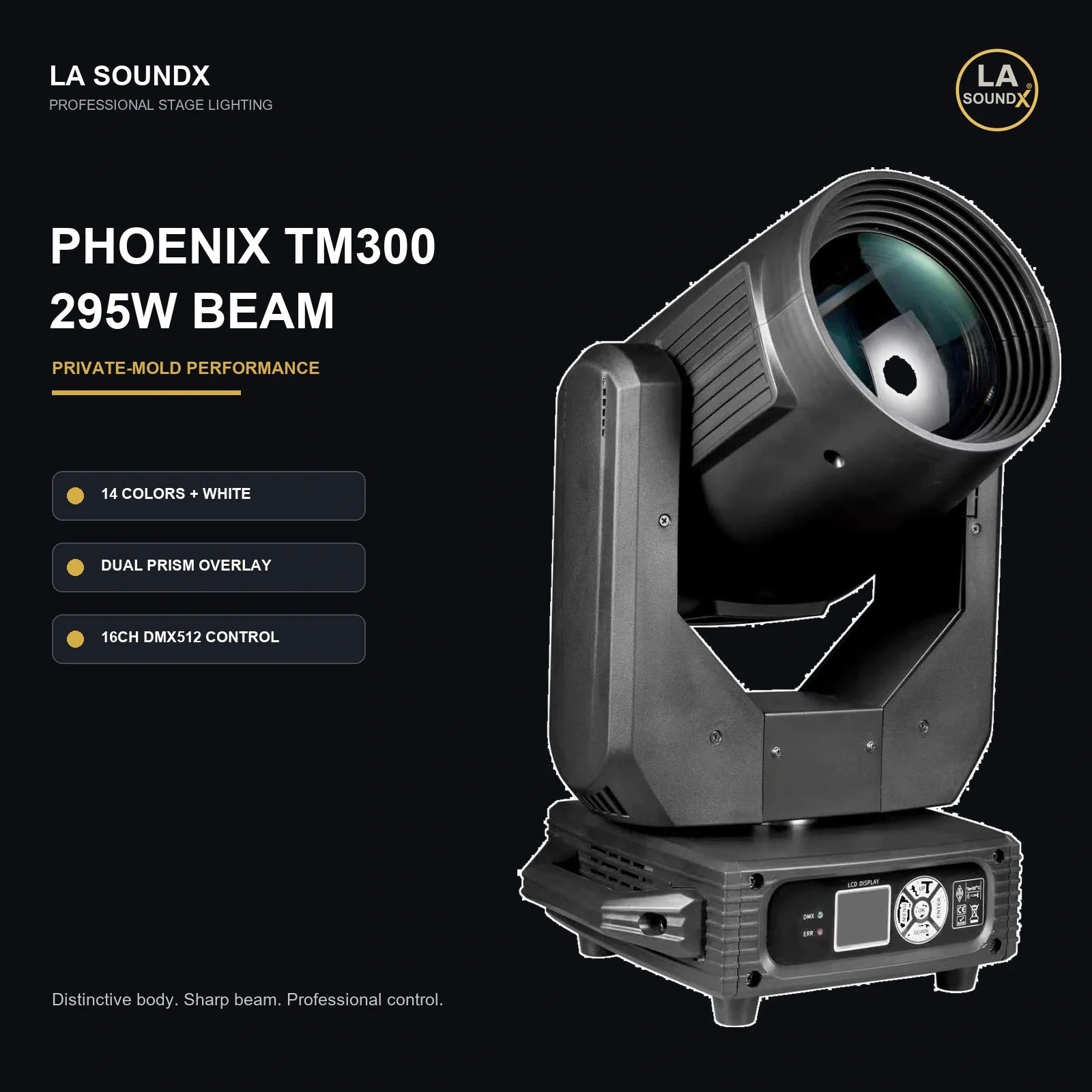 LA SOUNDX Phoenix TM300 295W Beam Moving Head Light product image 02 delivery 004