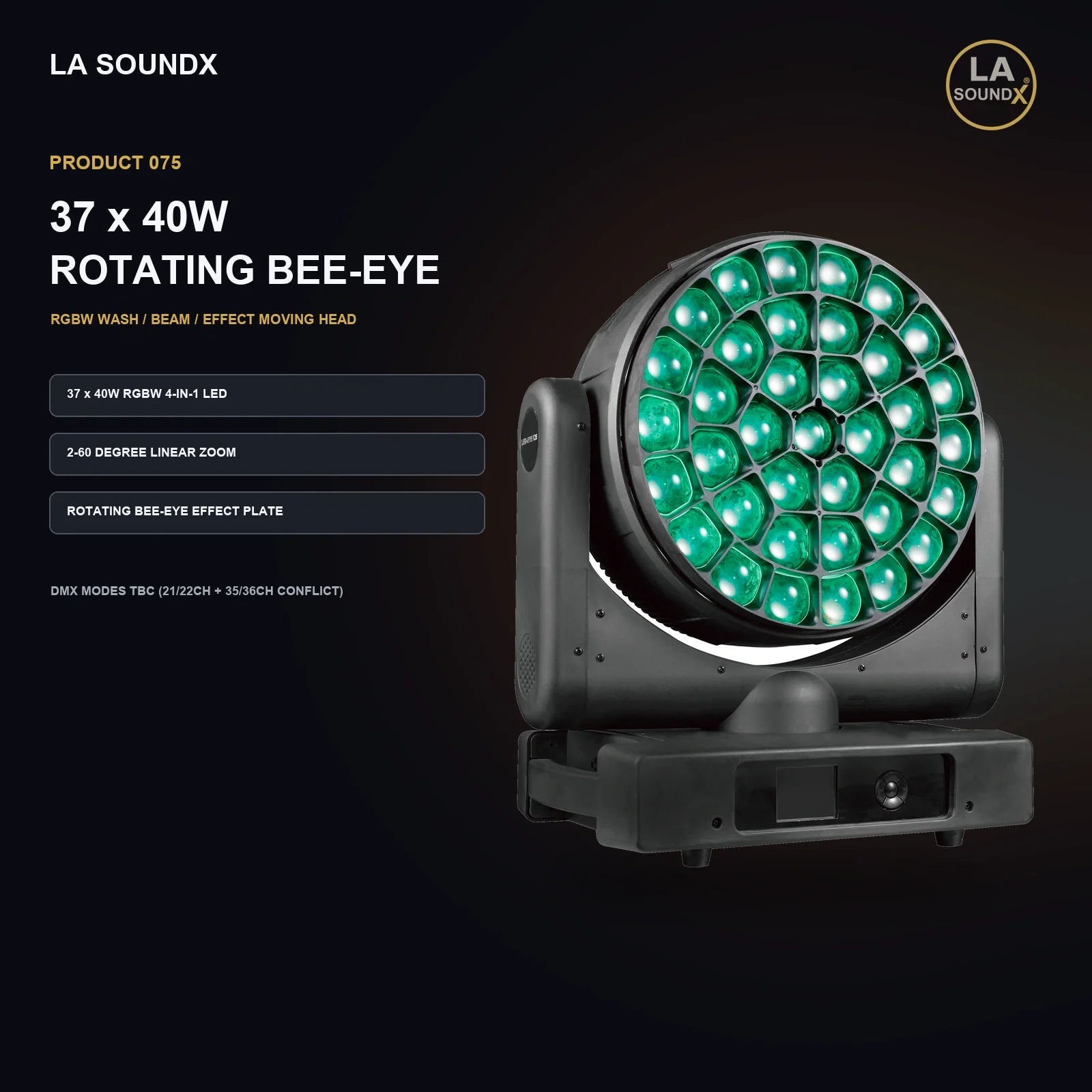 LA SOUNDX 37 x 40W Rotating Bee Eye Wash Moving Head product image 02 delivery 075