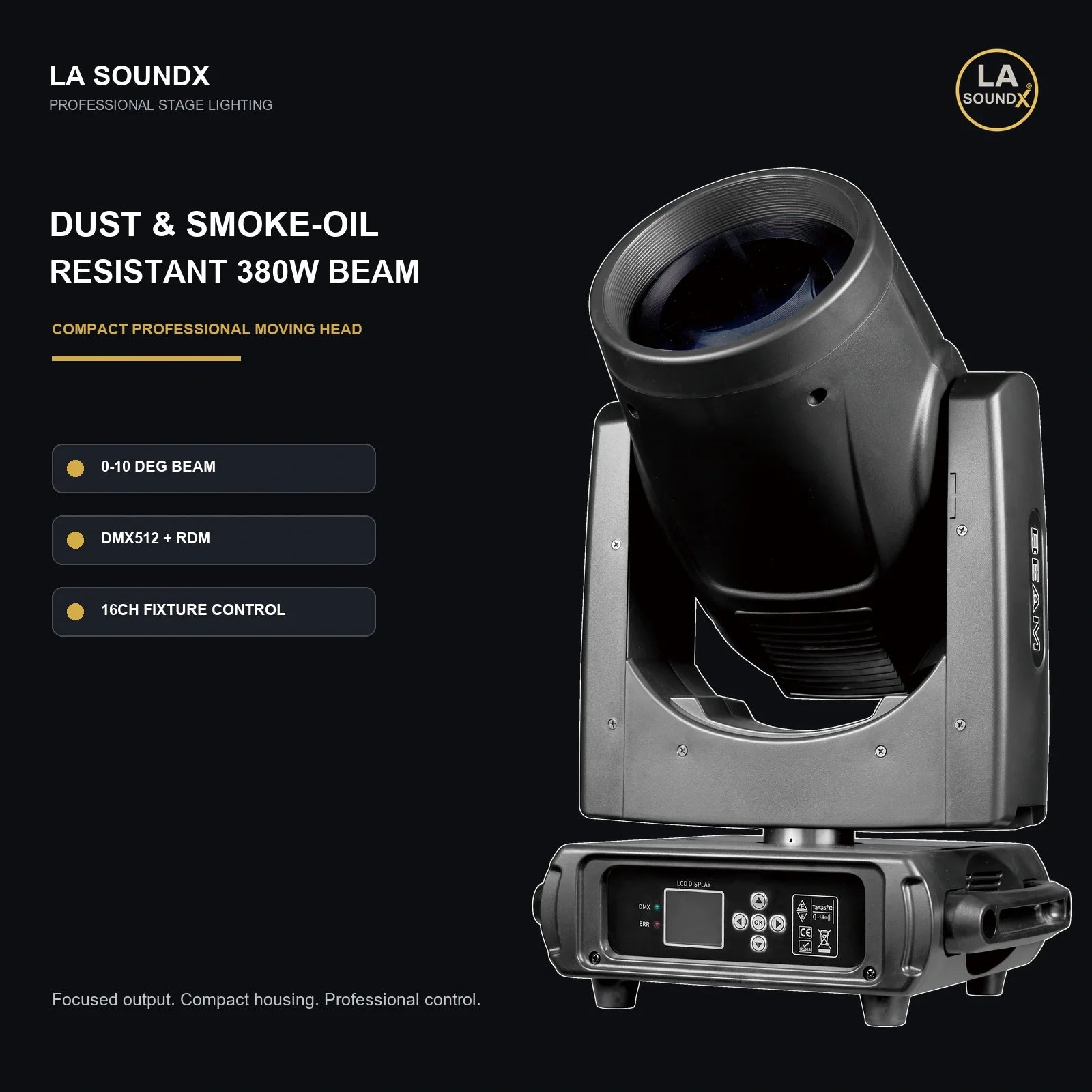 LA SOUNDX Dust and Smoke-Oil Resistant 380W Moving Head Beam Light product image 02 delivery 010