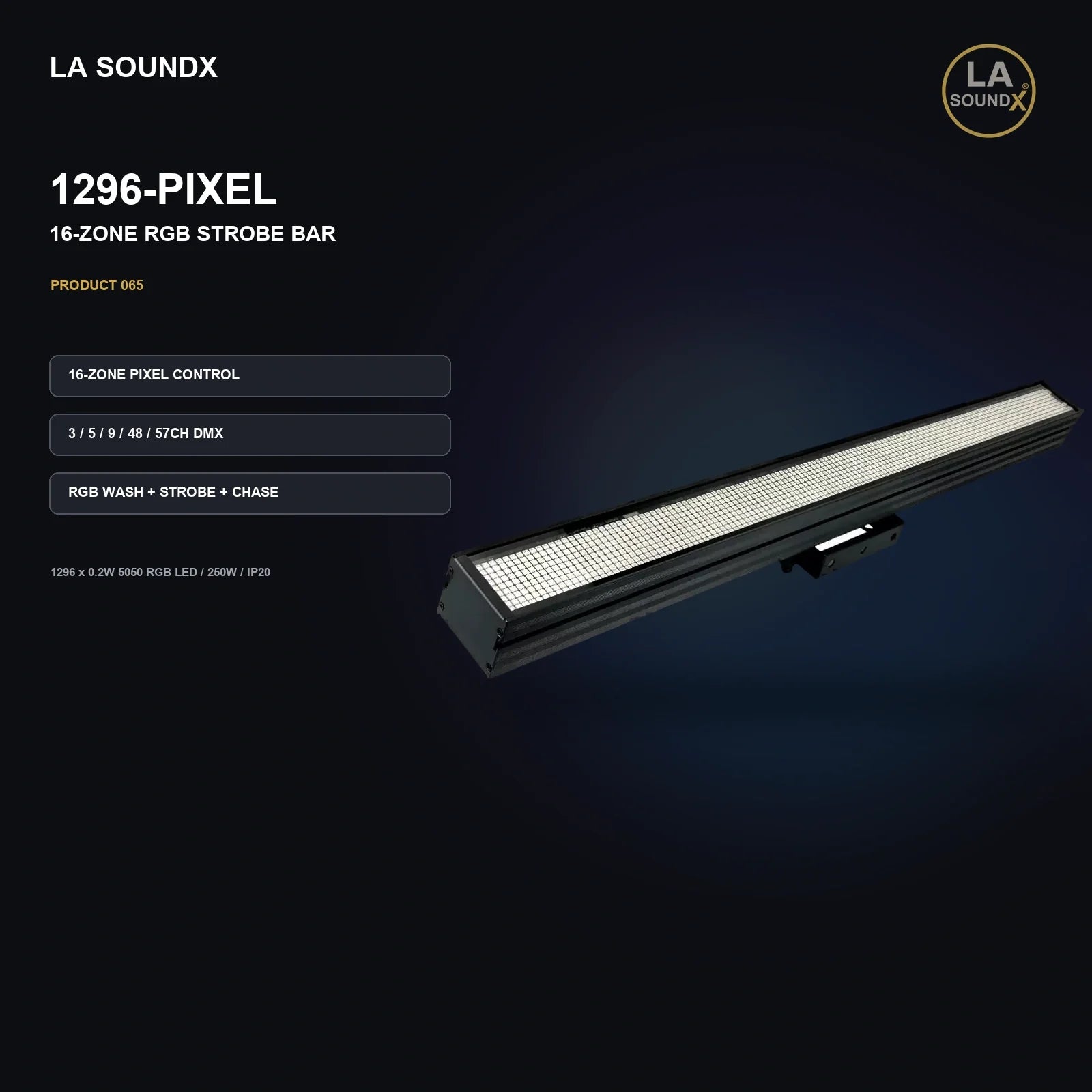 LA SOUNDX 1296-pixel 16-zone RGB strobe bar product image 02 delivery 065