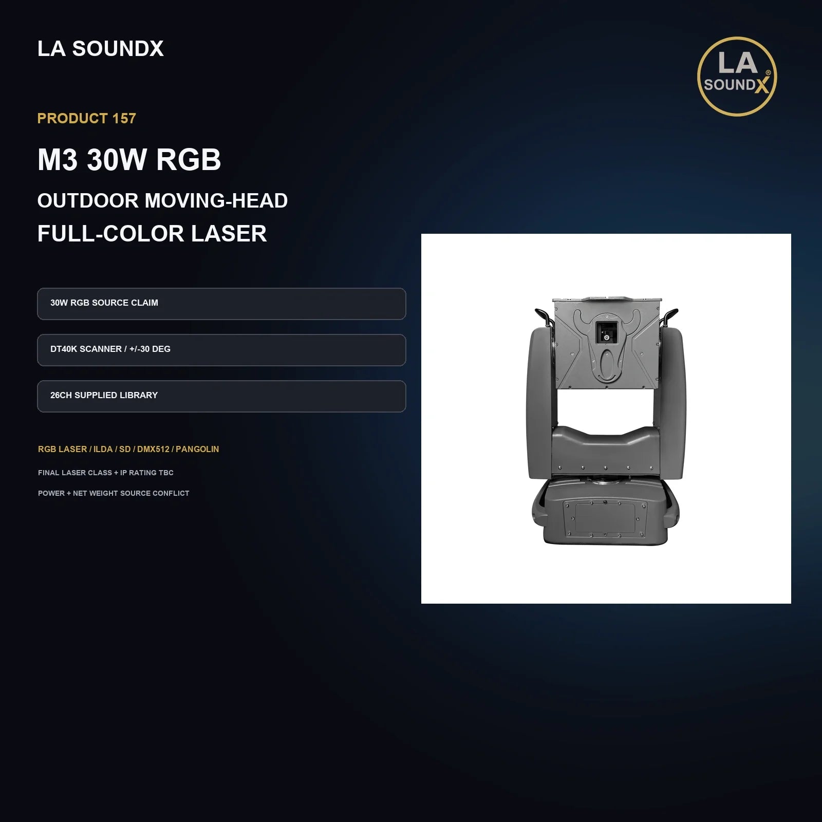 LA SOUNDX M3 30W RGB Moving Head Laser Light product image 02 delivery 157
