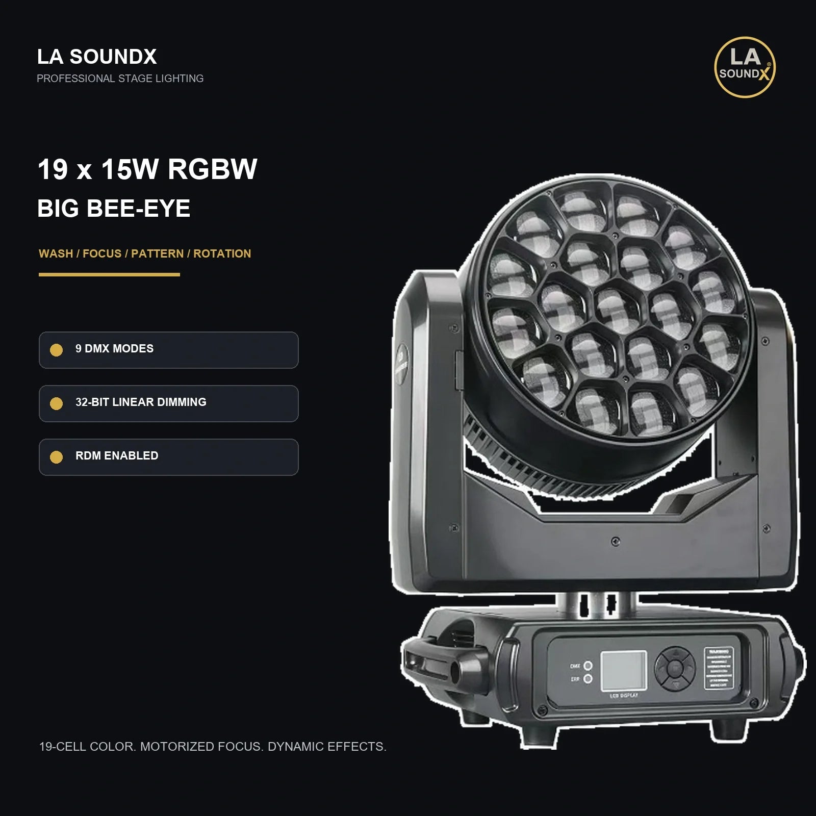 LA SOUNDX 19 x 15W Big Bee-Eye Moving Head product image 02 delivery 023