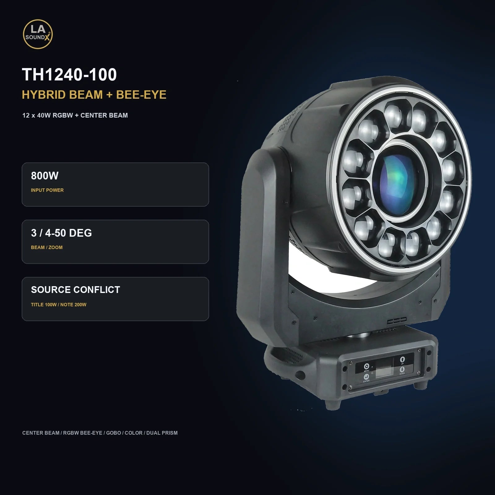 LA SOUNDX TH1240-100 Hybrid Beam + Bee-Eye Moving Head product image 02 delivery 113