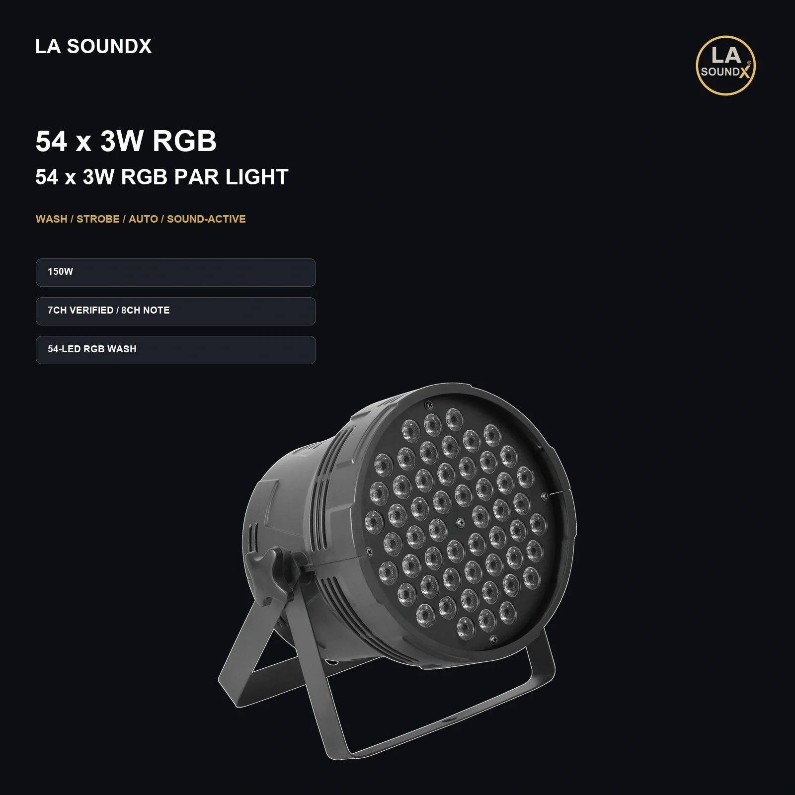 LA SOUNDX 54 x 3W RGB LED Par Wash Light - New Edition product image 02 delivery 048