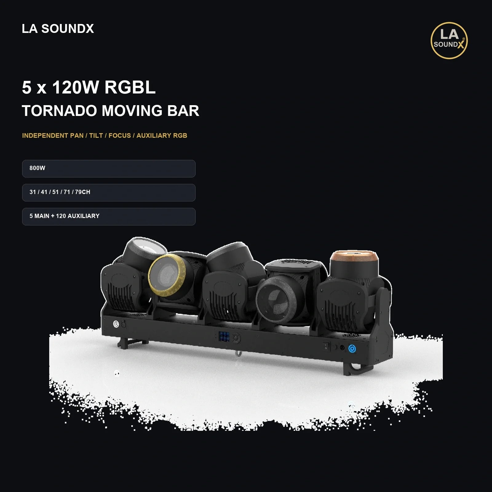 LA SOUNDX 5 x 120W RGBL Tornado Moving Bar - Series 2 product image 02 delivery 038
