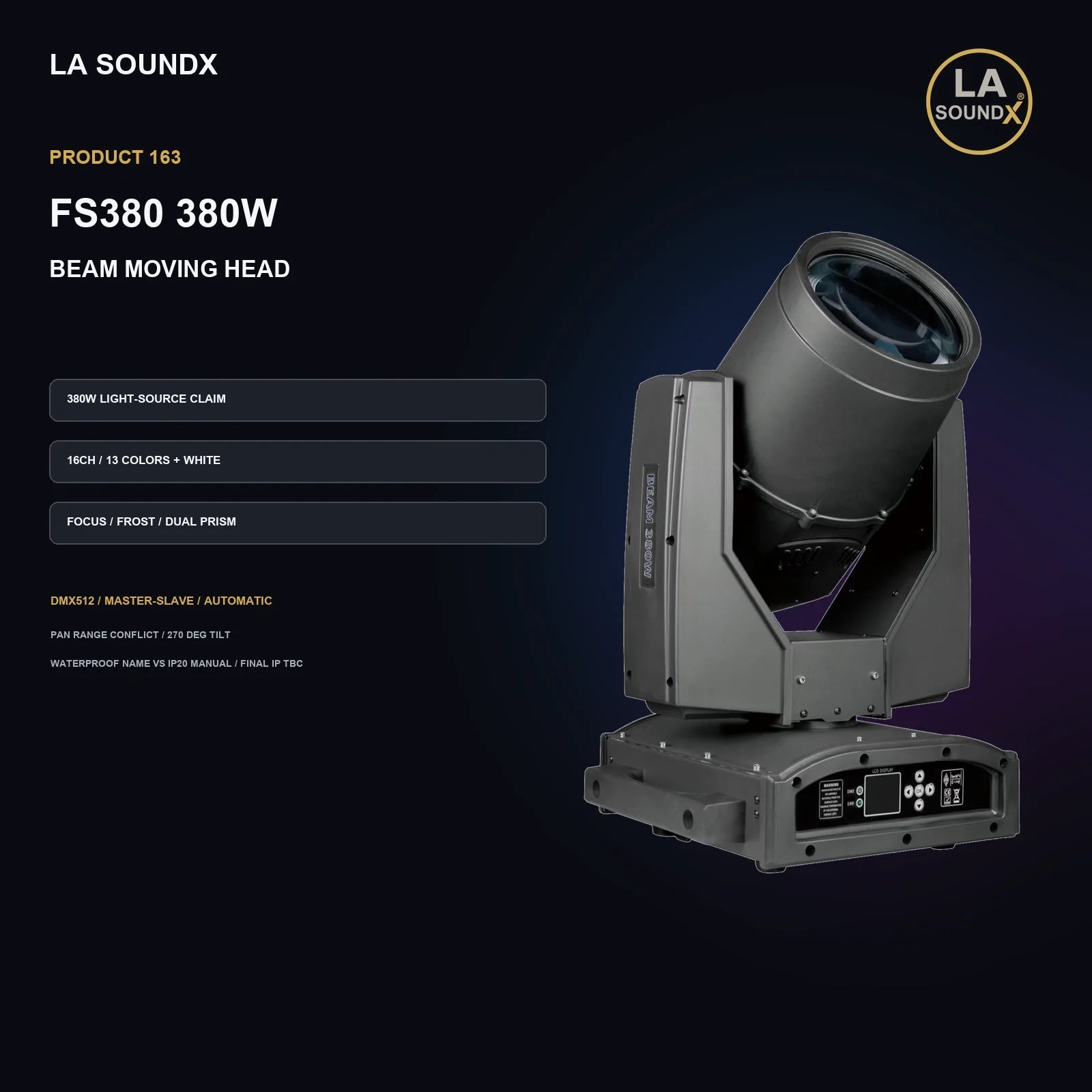 LA SOUNDX FS380 380W Beam Moving Head product image 02 delivery 163
