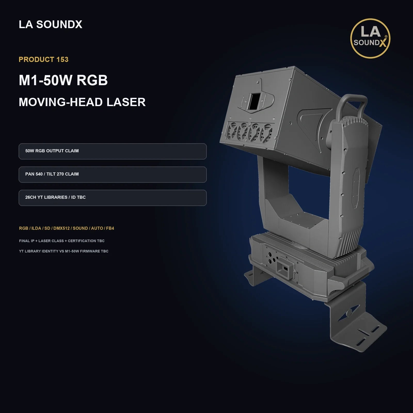 LA SOUNDX M1 50W RGB Moving Head Laser Light product image 02 delivery 153