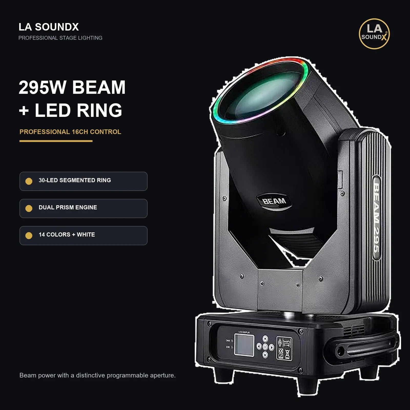 LA SOUNDX 295W Beam Moving Head with LED Ring product image 02 delivery 005