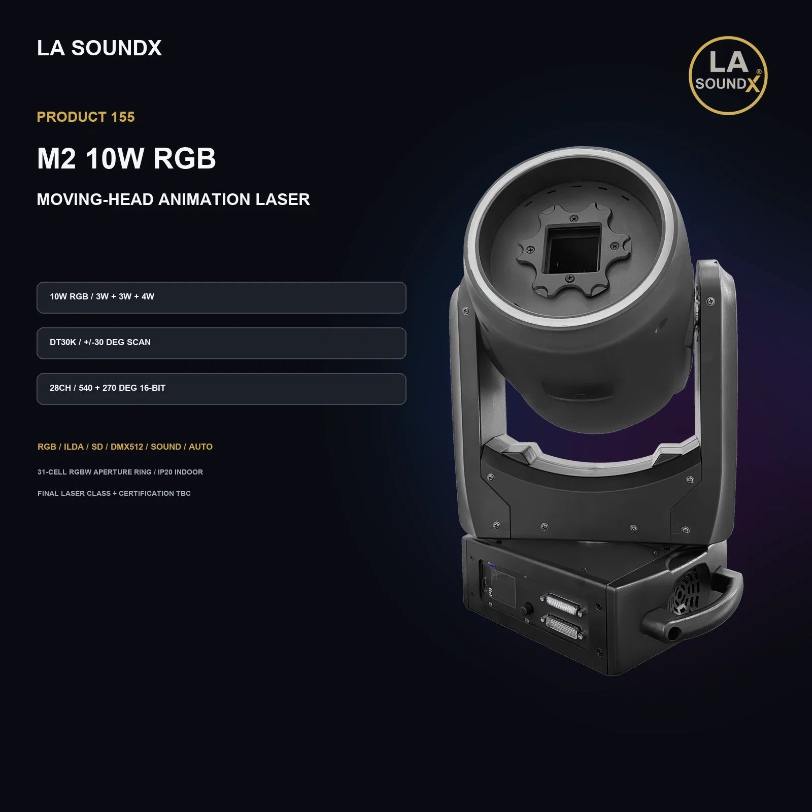 LA SOUNDX M2 10W RGB Moving Head Animation Laser product image 02 delivery 155