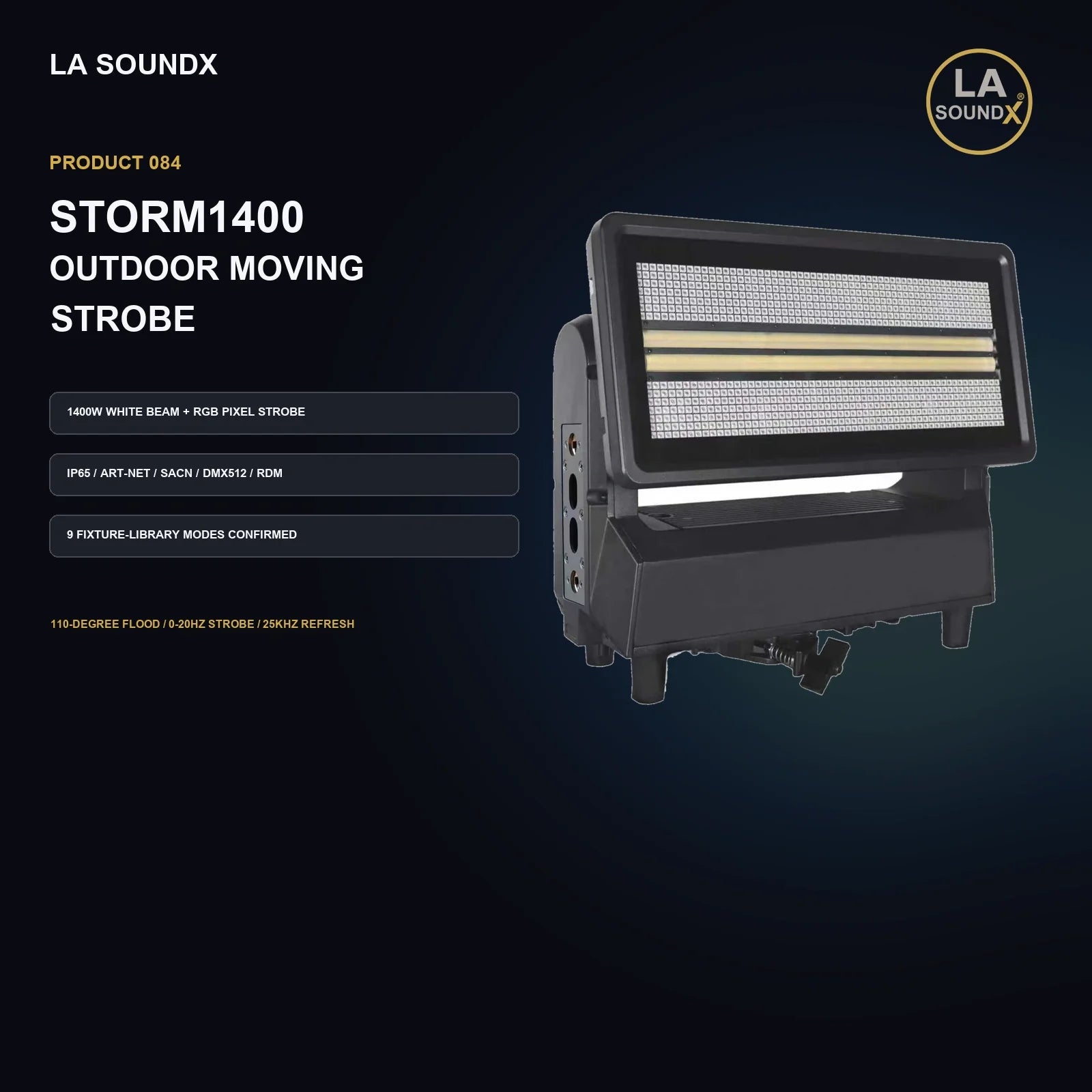 LA SOUNDX STORM1400 Outdoor Moving Strobe product image 02 delivery 084