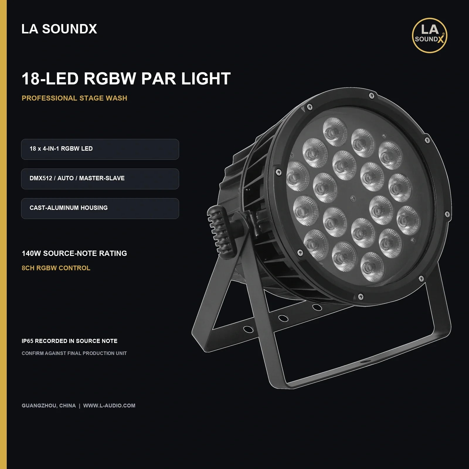 LA SOUNDX 18-LED RGBW PAR light product image 02 delivery 054