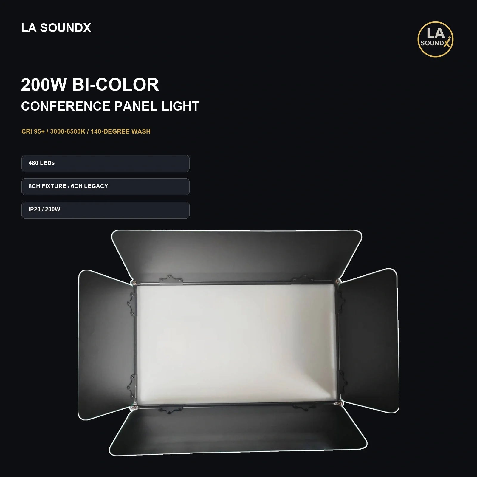 LA SOUNDX 200W bi-color conference / studio panel light product image 02 delivery 041