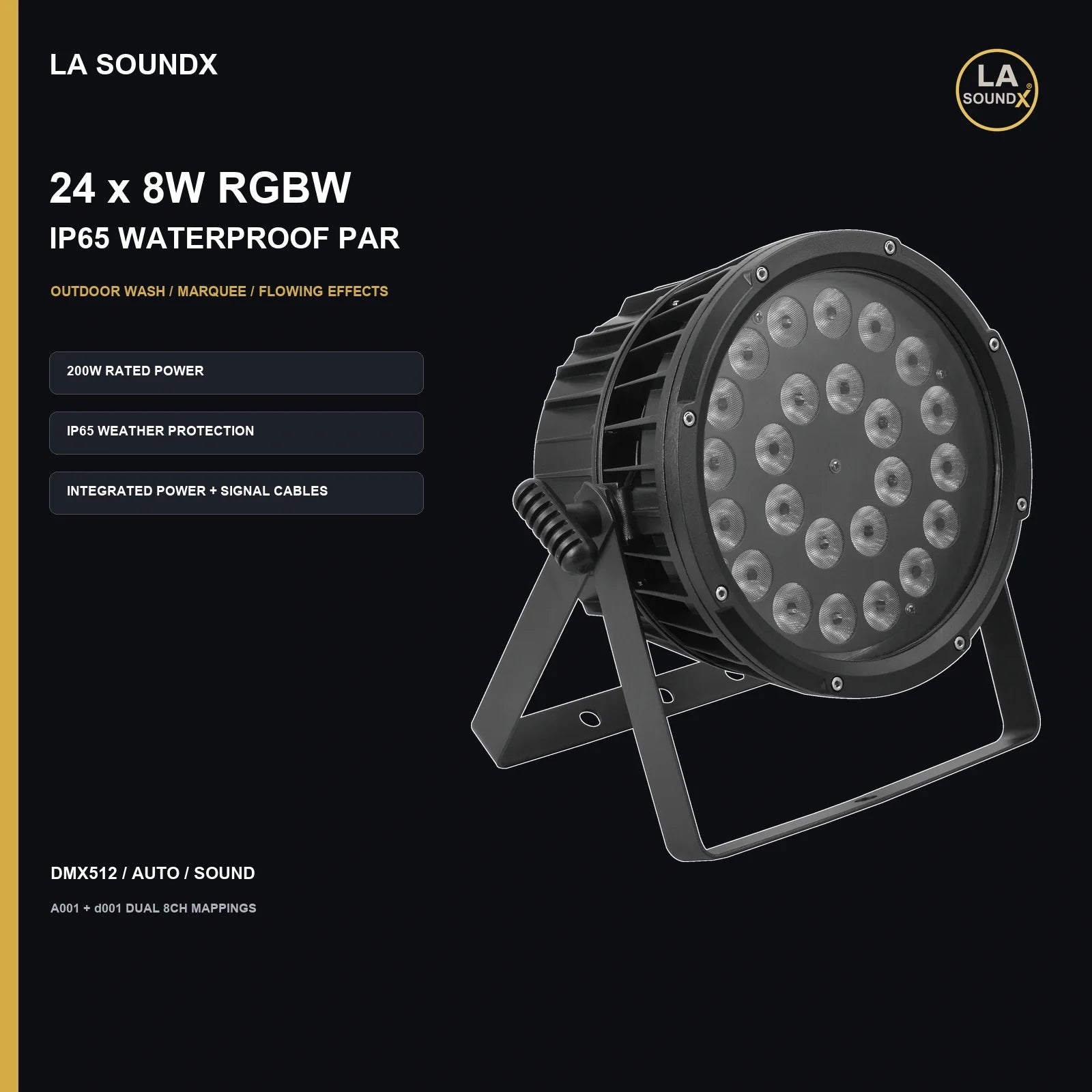 LA SOUNDX 24 x 8W RGBW IP65 waterproof Par light product image 02 delivery 052