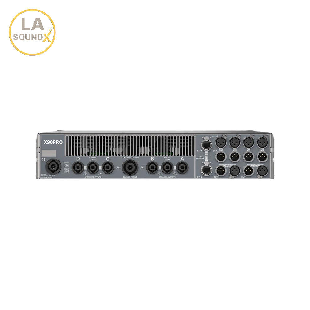 X90 PRO High-power 2 RU amplifier with DSP, 4-channel