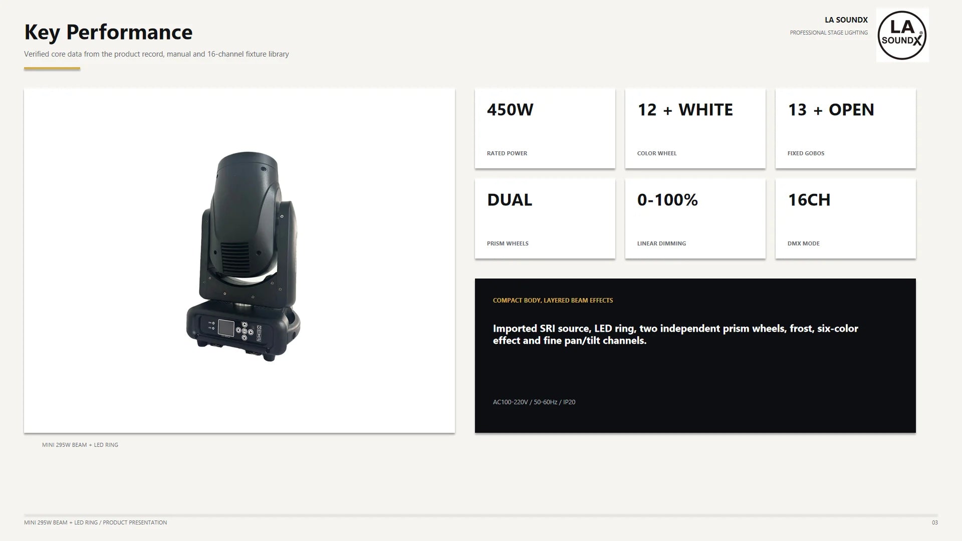 LA SOUNDX Mini 295W Moving Head Beam + LED Ring product detail 03