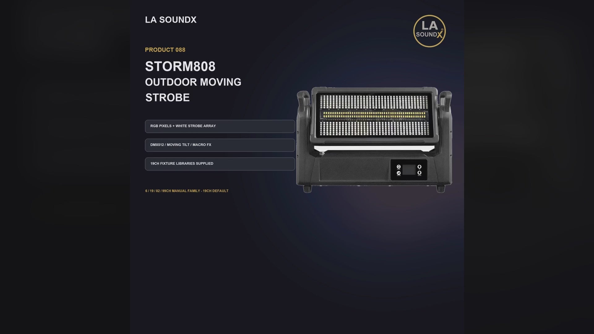 LA SOUNDX STORM808 Outdoor Moving Strobe product video delivery 088