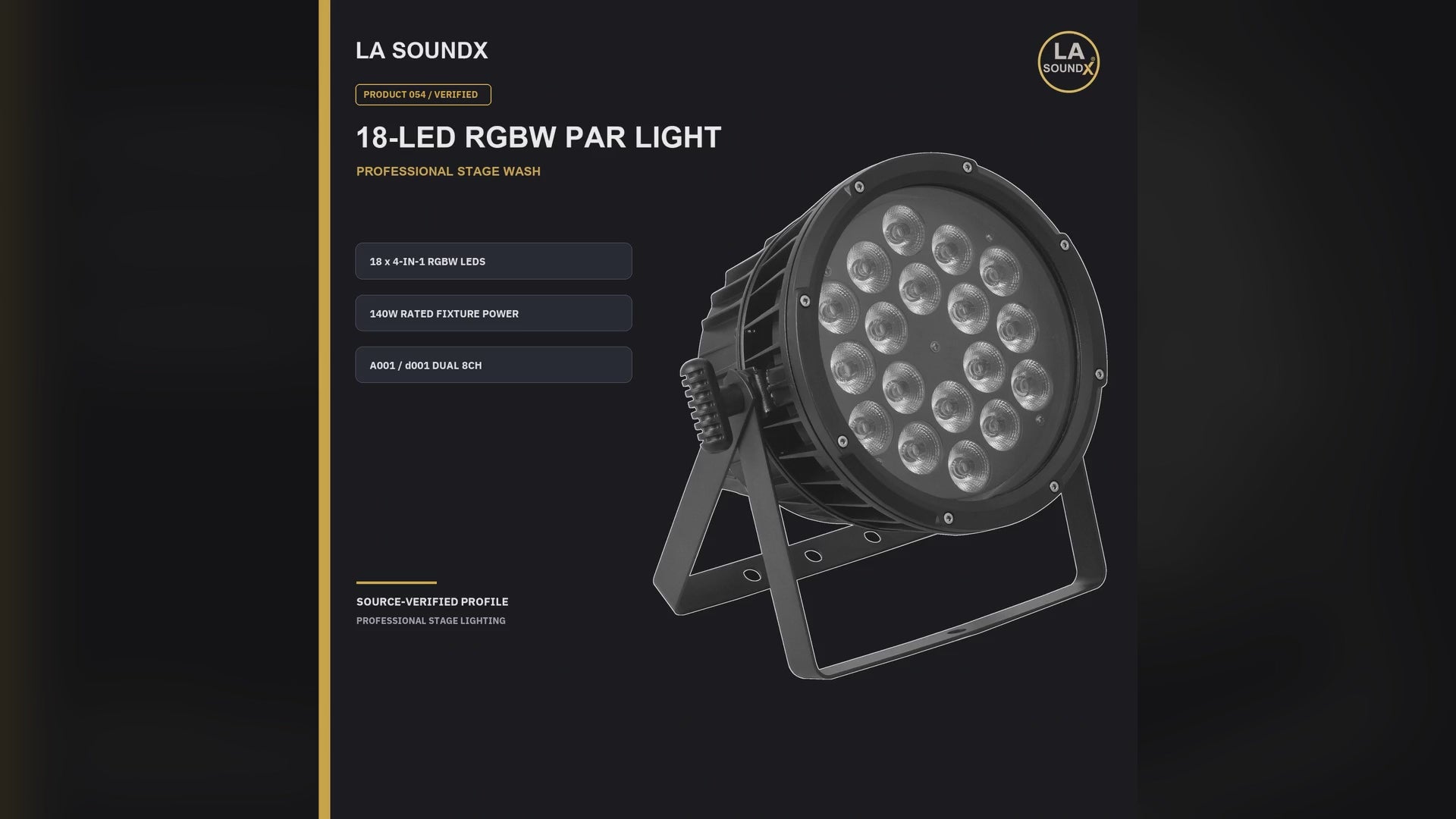 LA SOUNDX 18-LED RGBW PAR light product video delivery 054