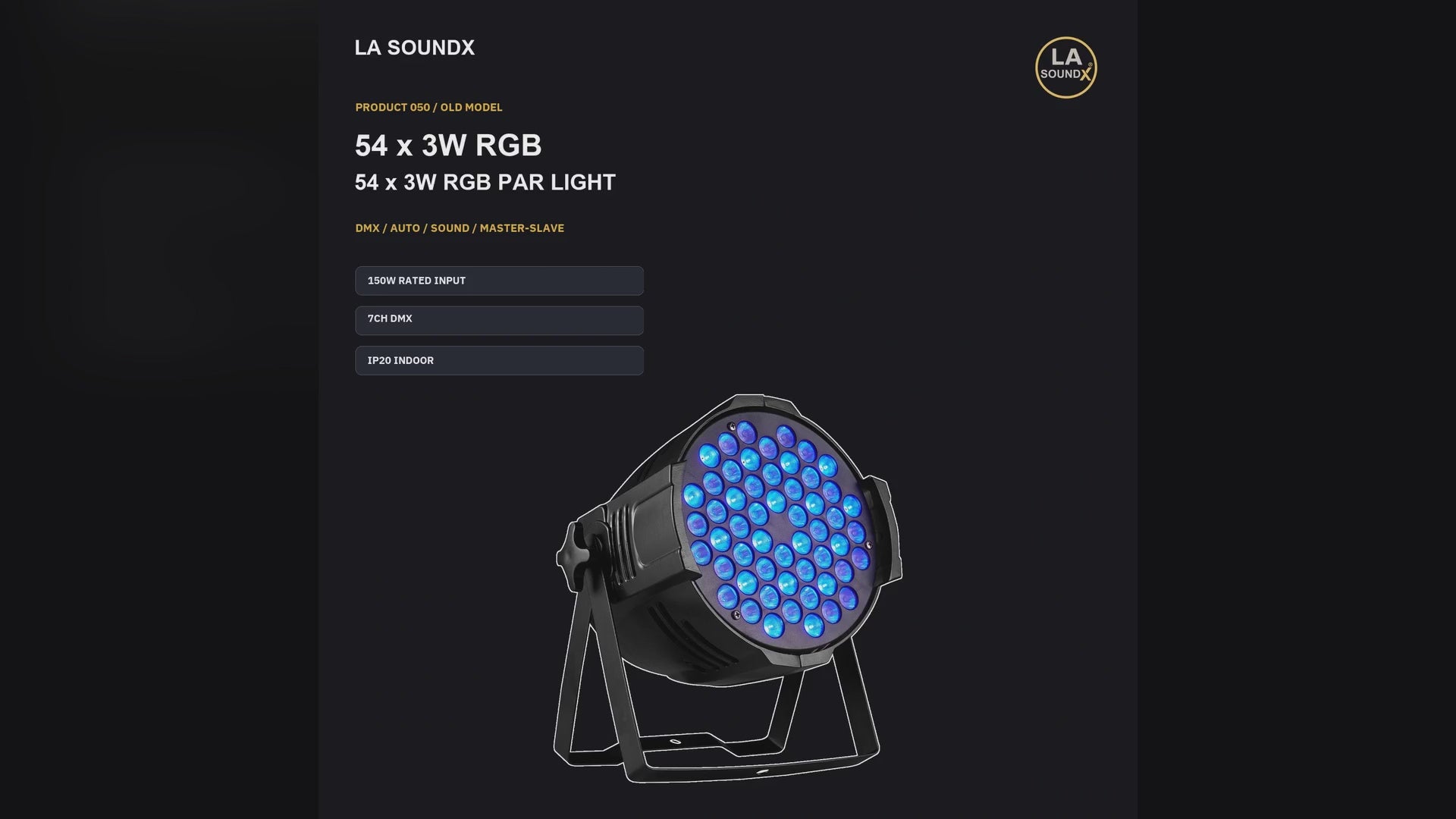 LA SOUNDX 54 x 3W RGB LED Par Wash Light - Classic Edition product video delivery 050