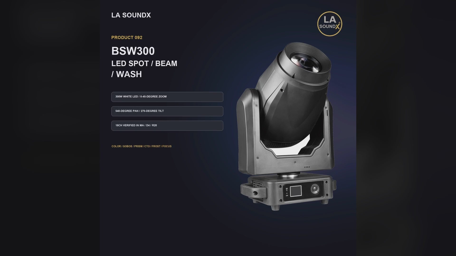 LA SOUNDX BSW300 300W LED Spot Beam Wash Moving Head product video delivery 092