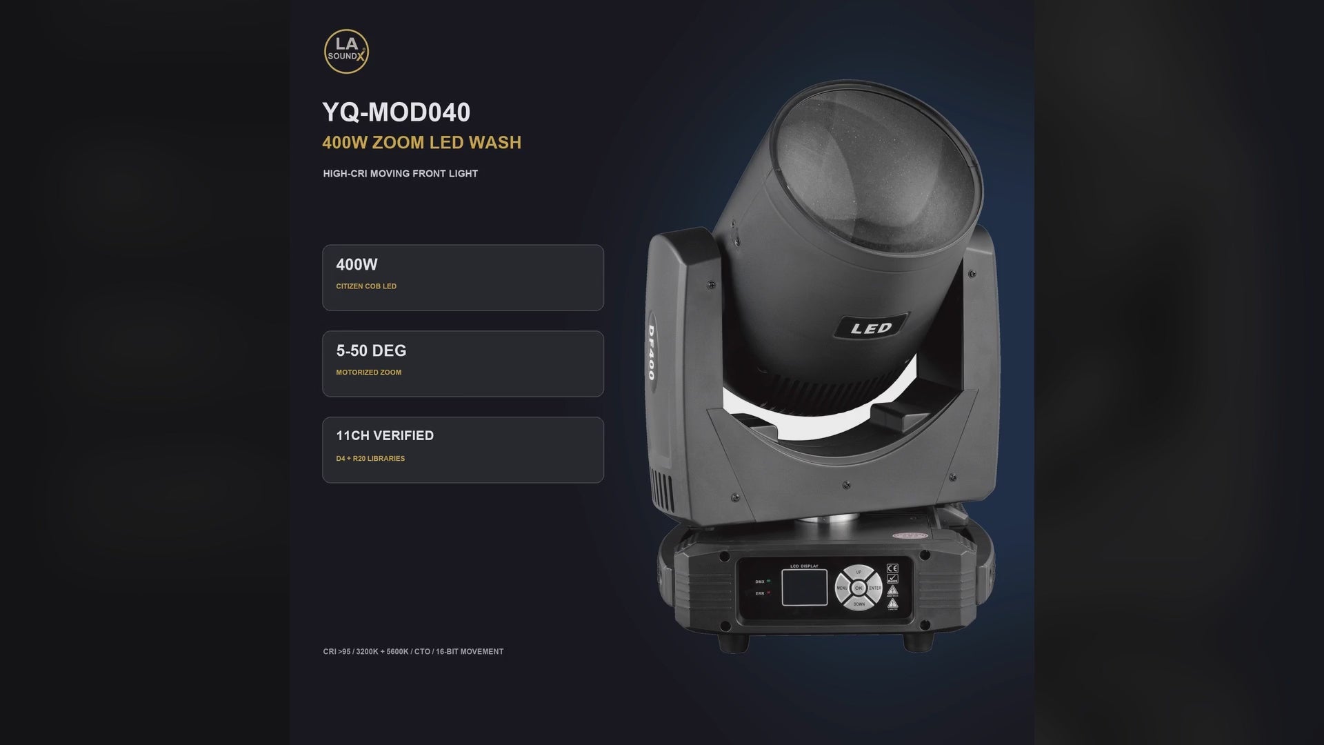 LA SOUNDX YQ-MOD040 400W Zoom LED Wash Moving Head product video delivery 115