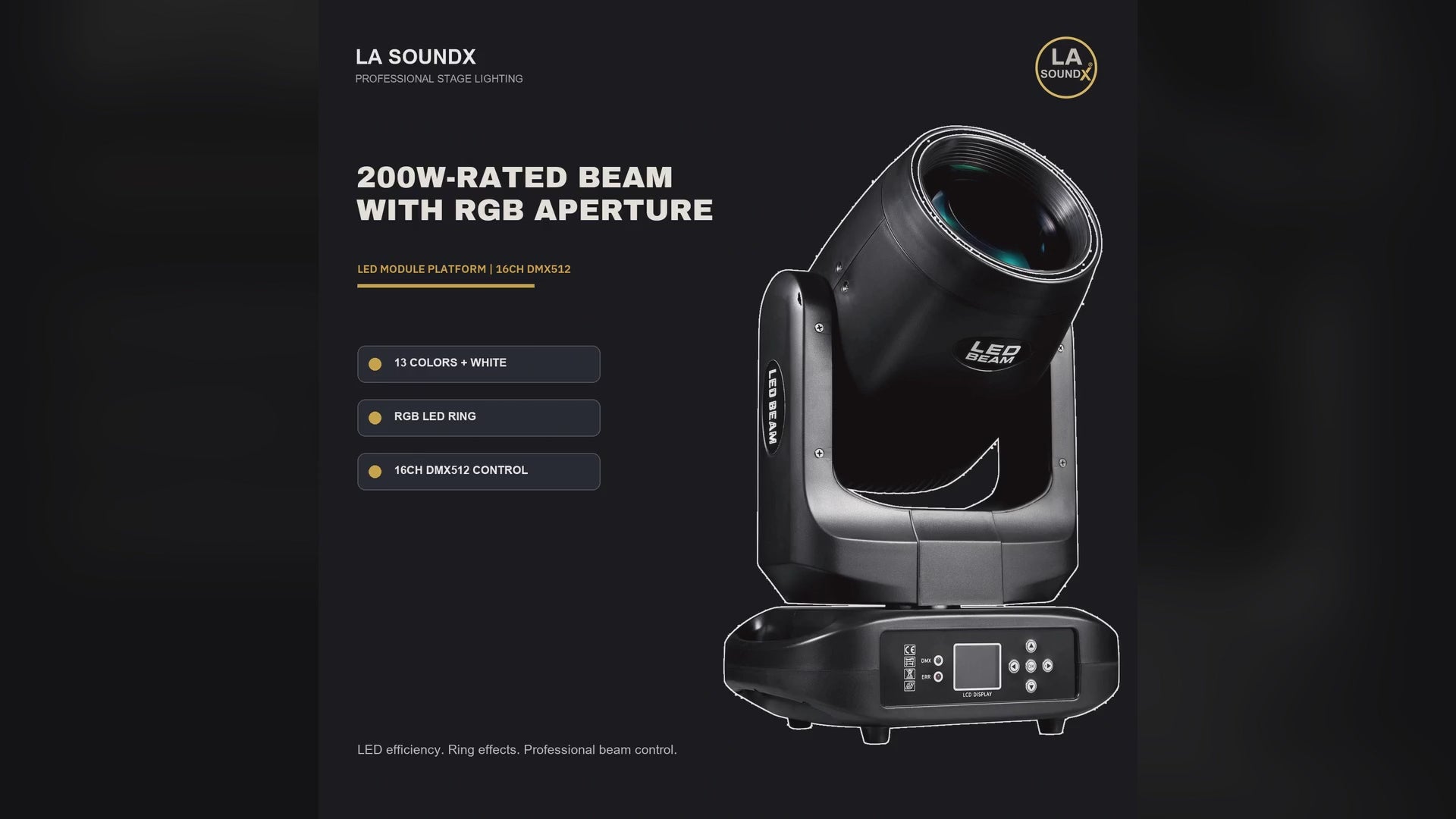 LA SOUNDX 200W LED Module Beam Light with RGB Ring product video delivery 011