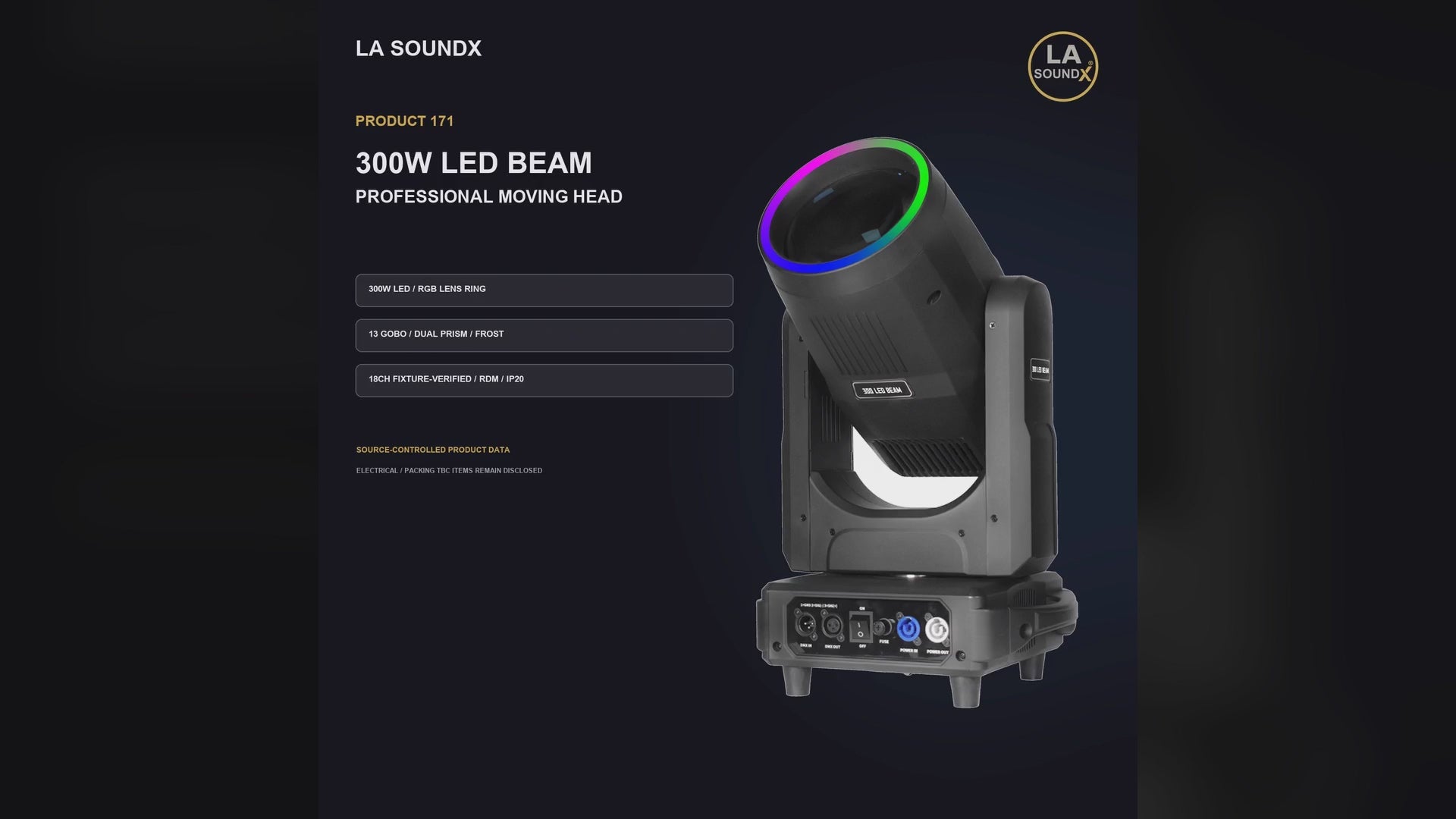 LA SOUNDX 300W LED Beam Moving Head with RGB Ring product video 01 delivery 171