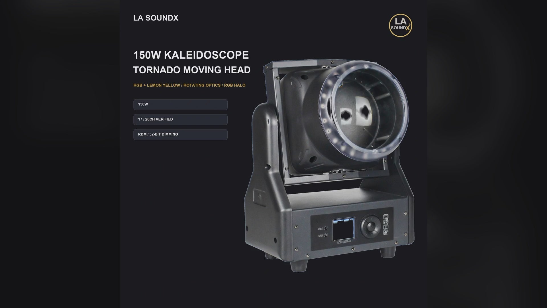 LA SOUNDX 150W kaleidoscope tornado moving head product video delivery 034