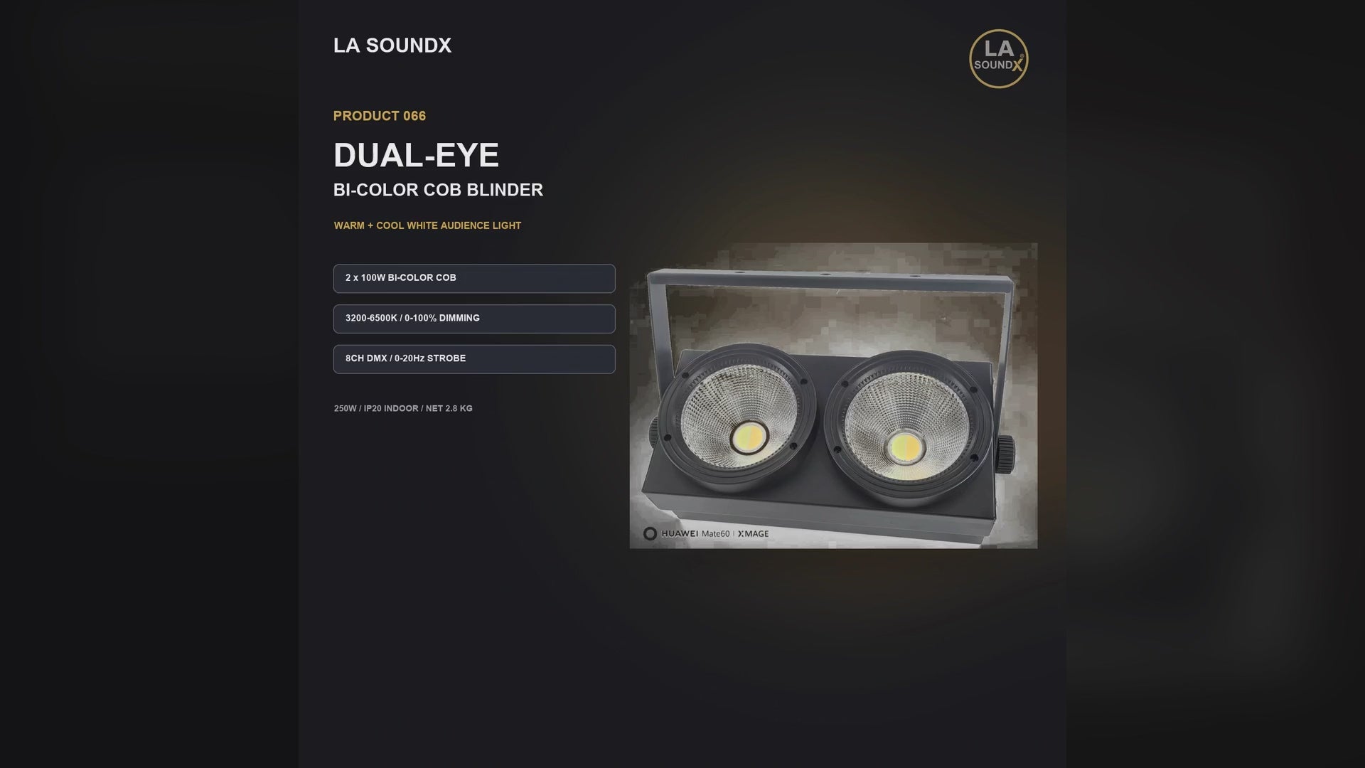 LA SOUNDX Dual-eye bi-color COB audience blinder product video delivery 066