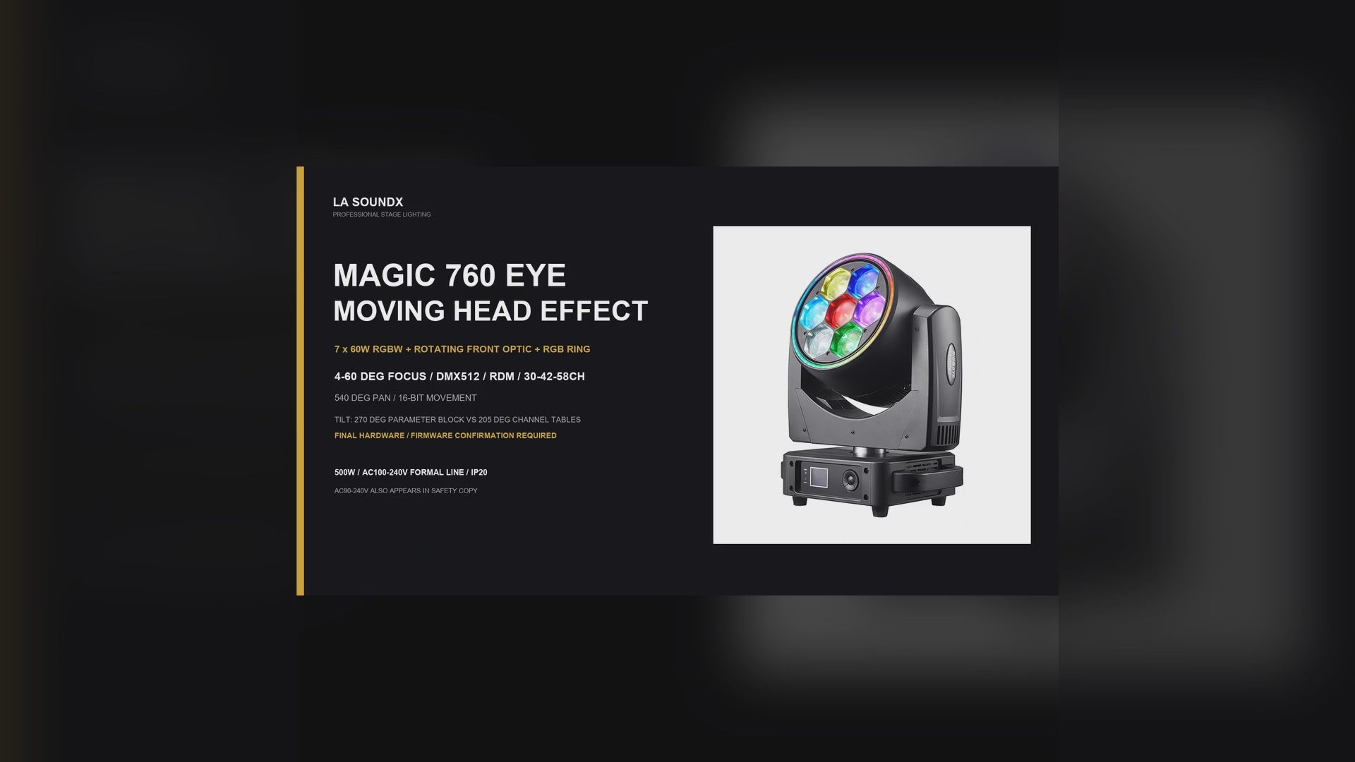 LA SOUNDX Magic 760 EYE / seven-lens moving-head effect product video delivery 122