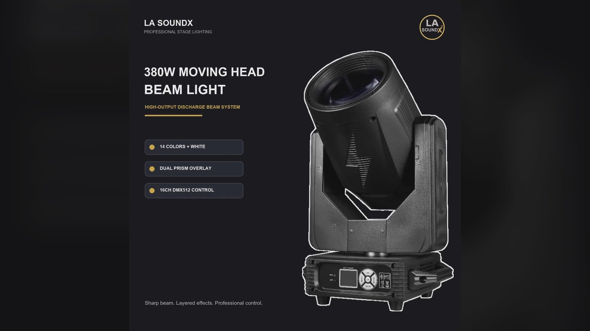 LA SOUNDX 380W Moving Head Beam Light product video delivery 008